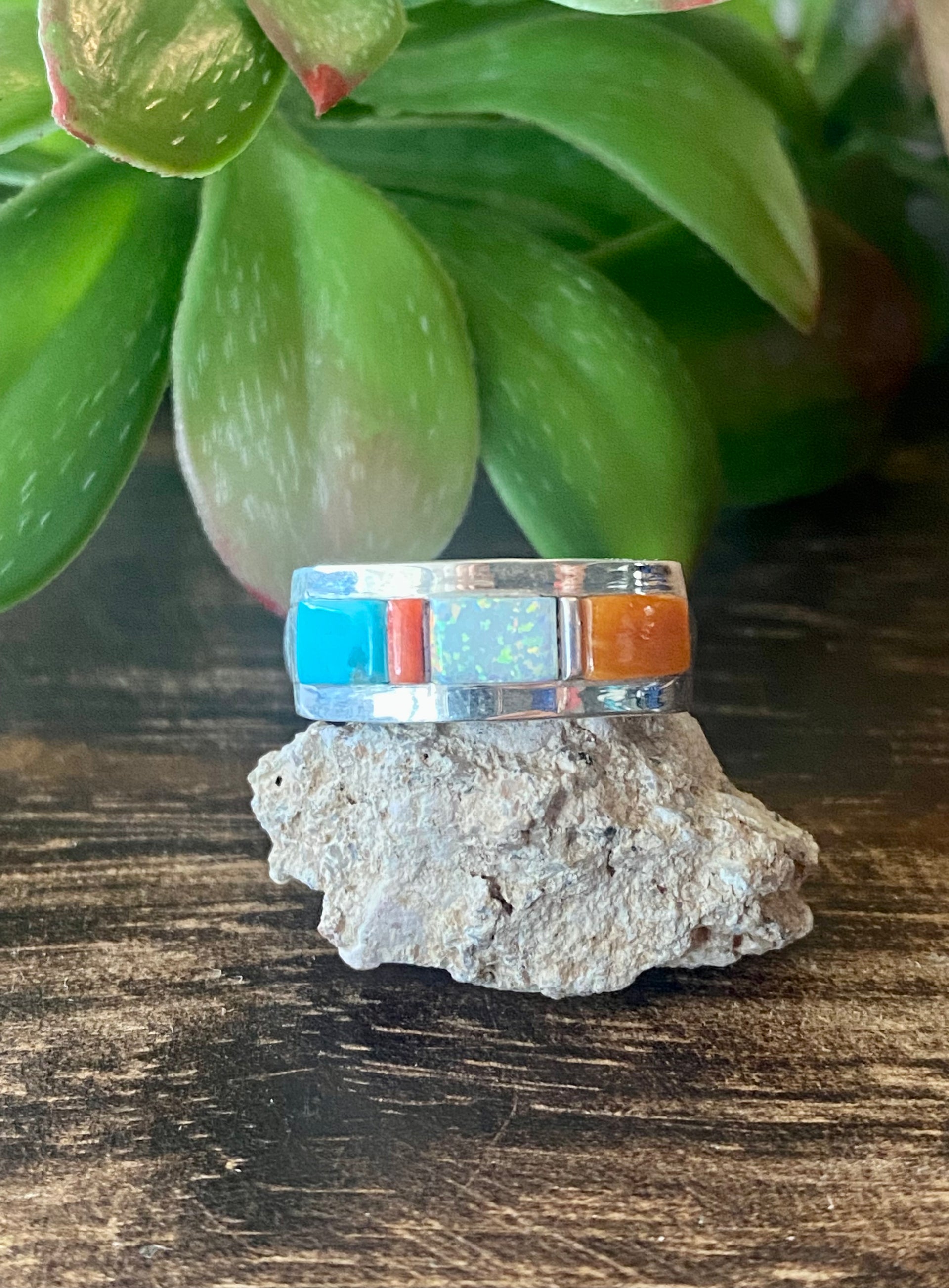 Victor Thompson Multi Stone & Sterling Silver Cobblestone Ring Size 9.25