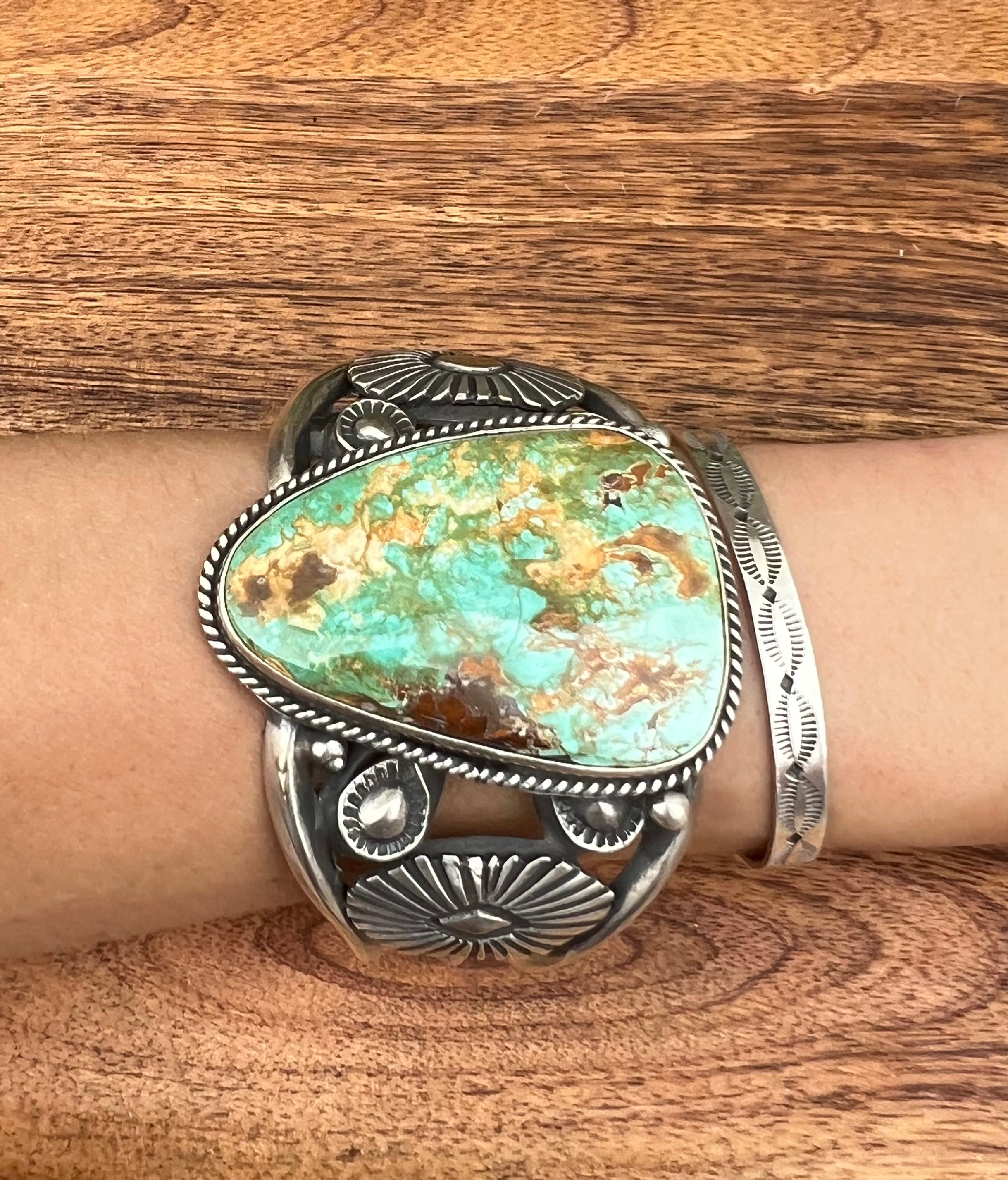 Navajo Made Royston Turquoise & Sterling Silver Cuff Bracelet