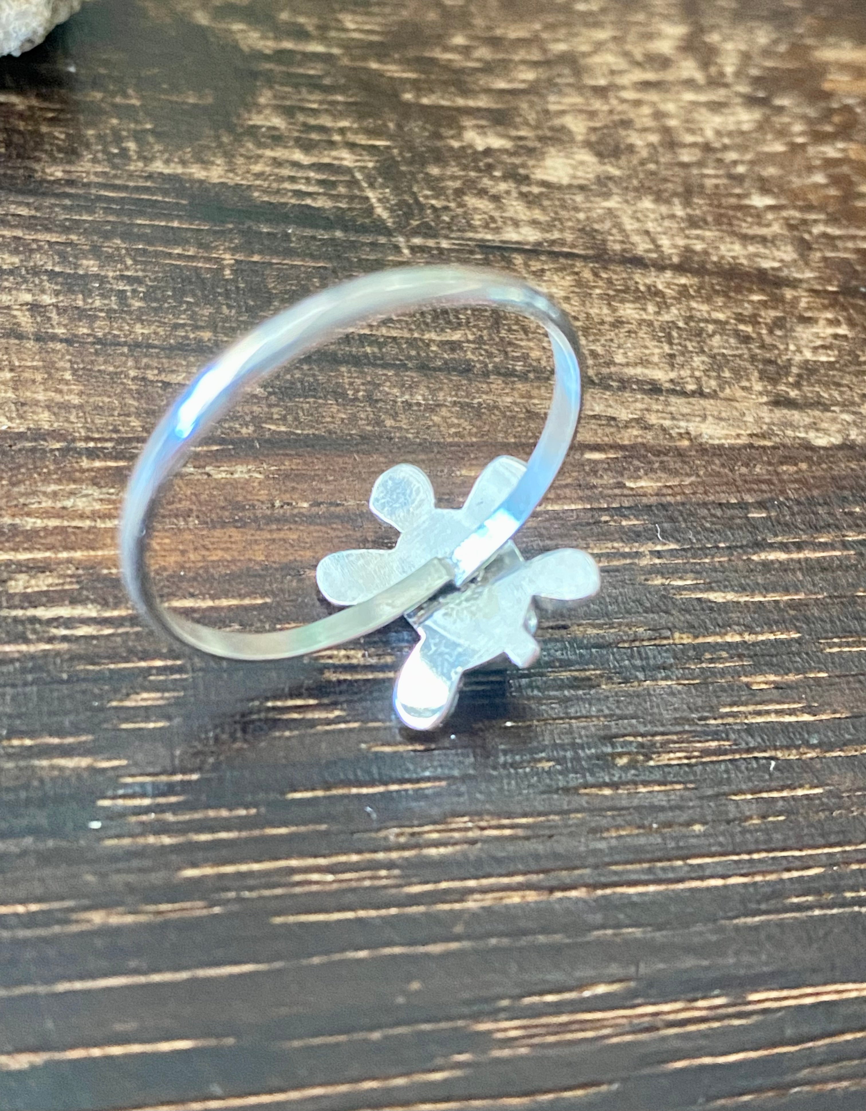 Zuni Made Onyx & Sterling Silver Turtle Ring Size 4.5