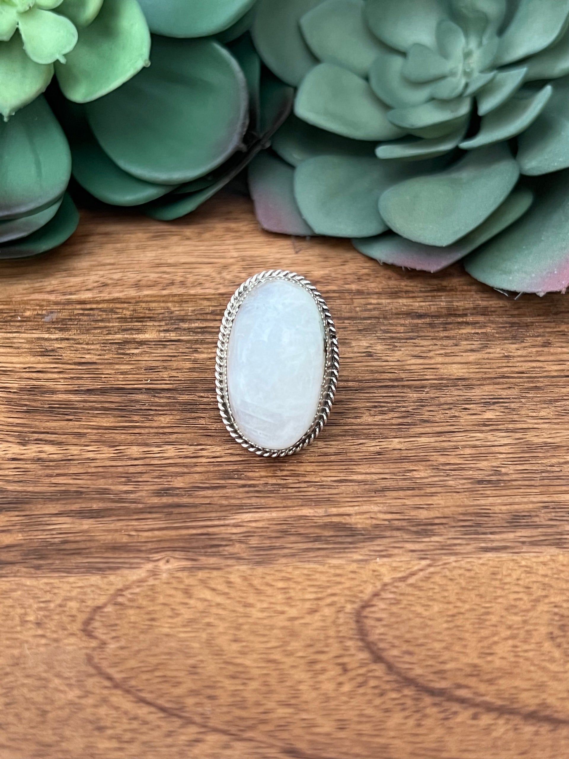 Reda Galvan Moon Stone & Sterling Silver Ring Size 7.75