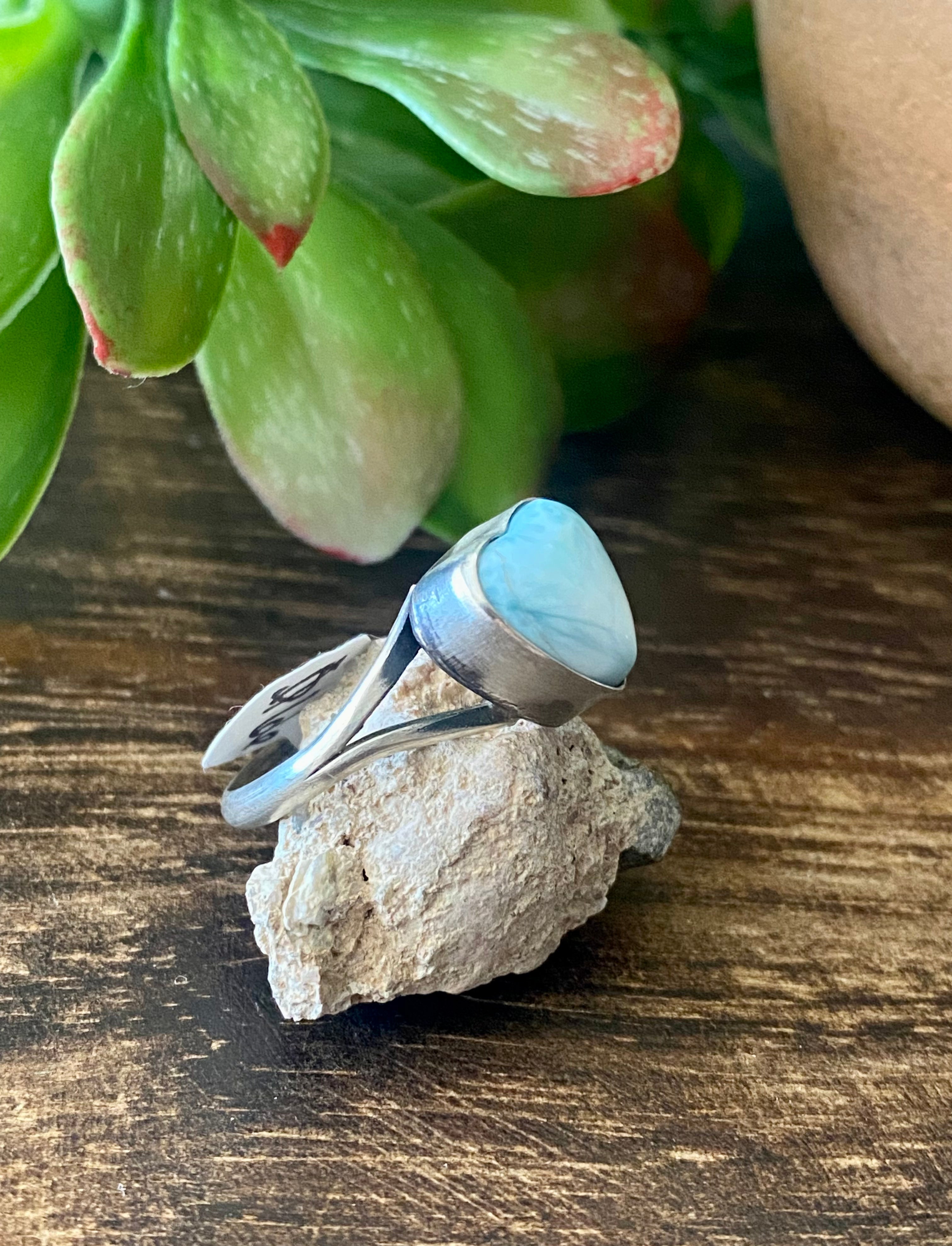 Navajo Made Larimar & Sterling Silver Ring Size 9