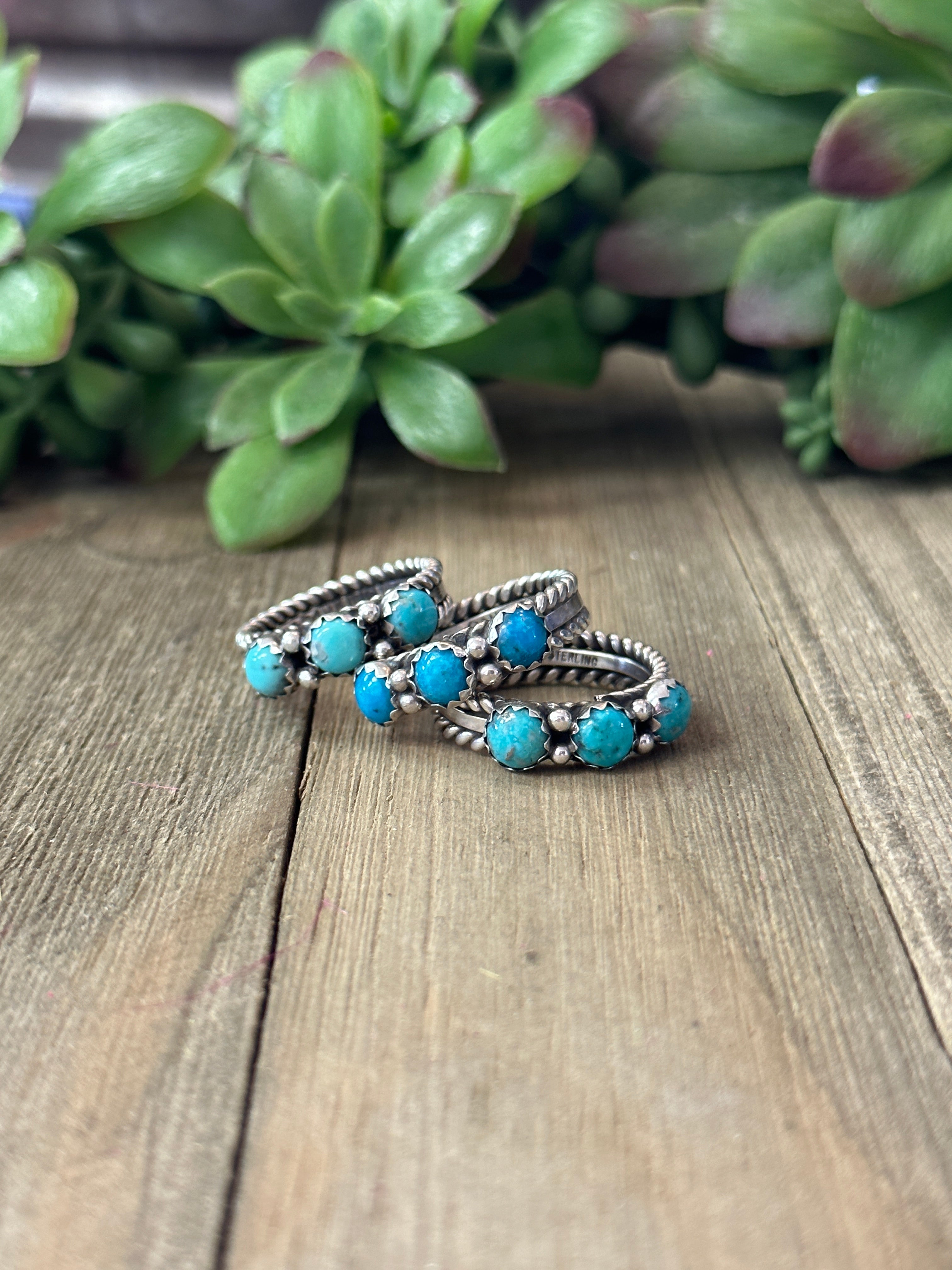 Navajo Made Kingman Turquoise & Sterling Silver Ring