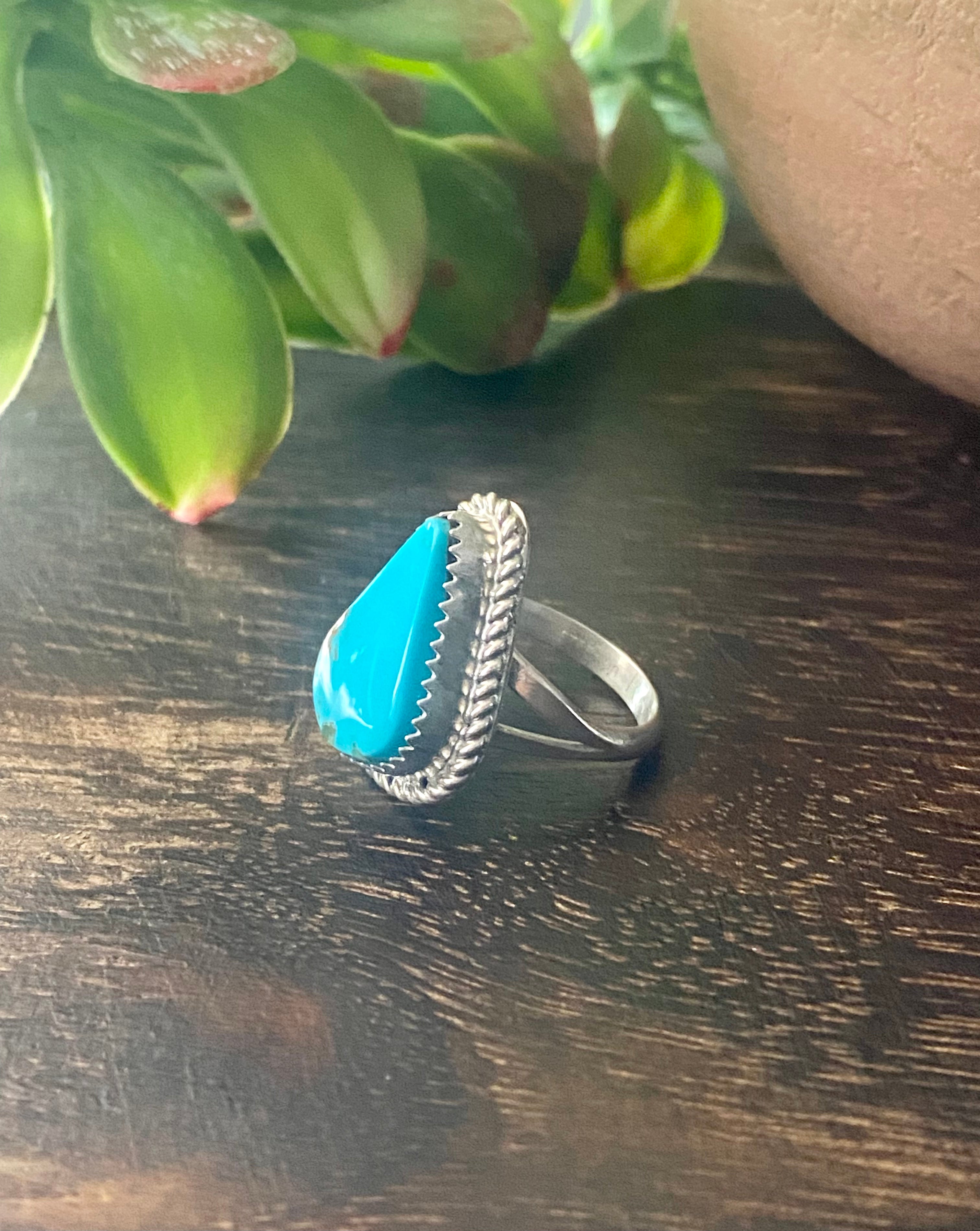 Reda Galvan South Hill Turquoise & Sterling Silver Ring Size 5.5