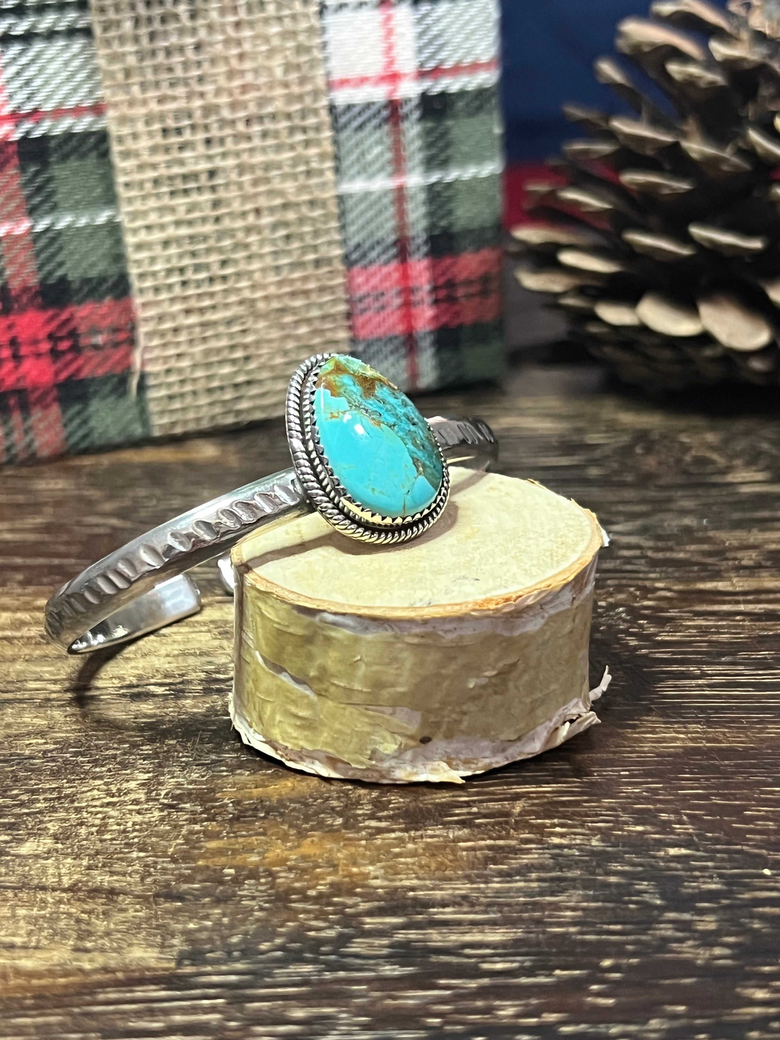 #20 Southwest Made Kingman Turquoise & Sterling Silver Cuff Bracelet
