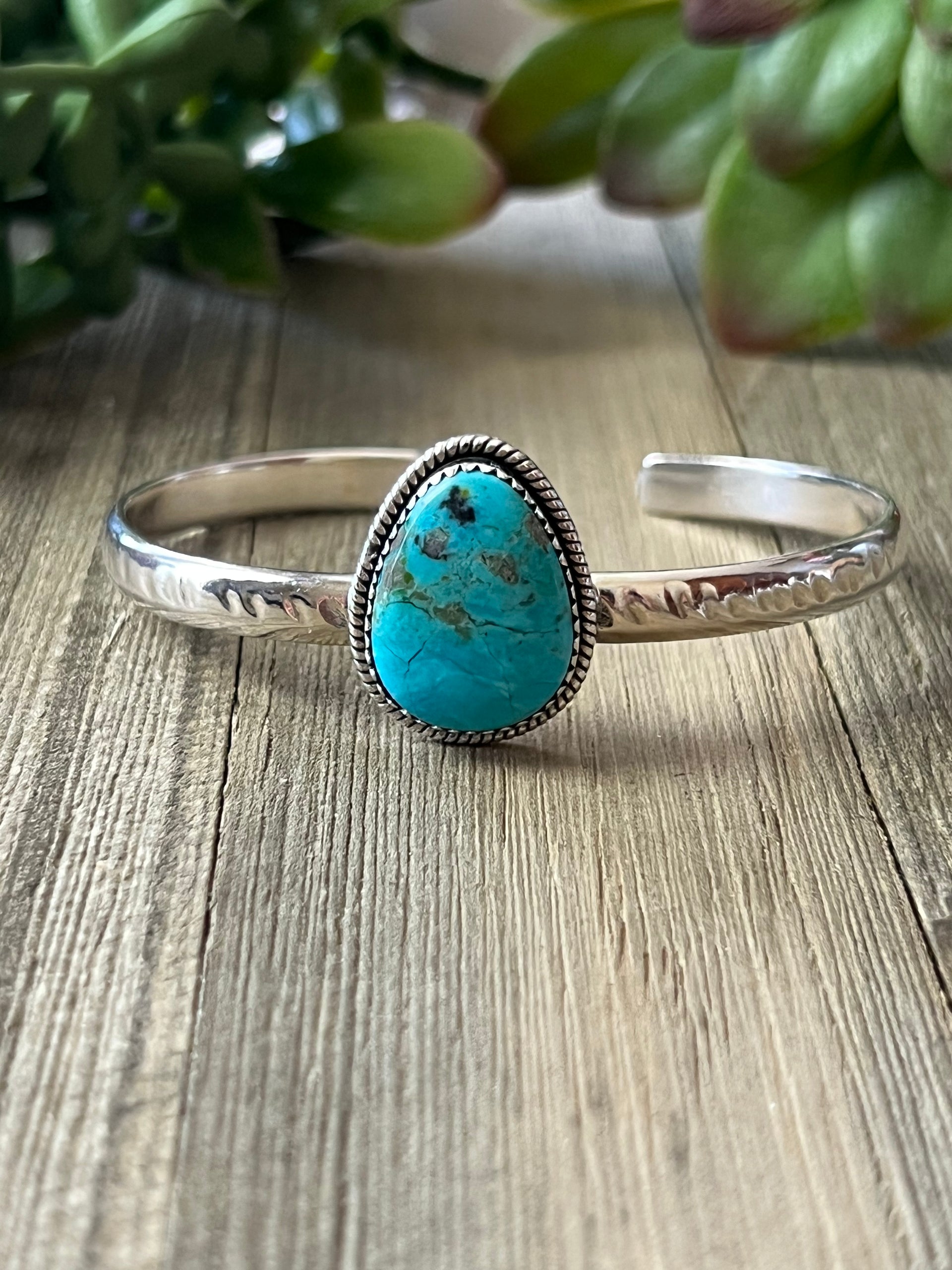 Southwest Made Kingman Turquoise & Sterling Silver Cuff Bracelet