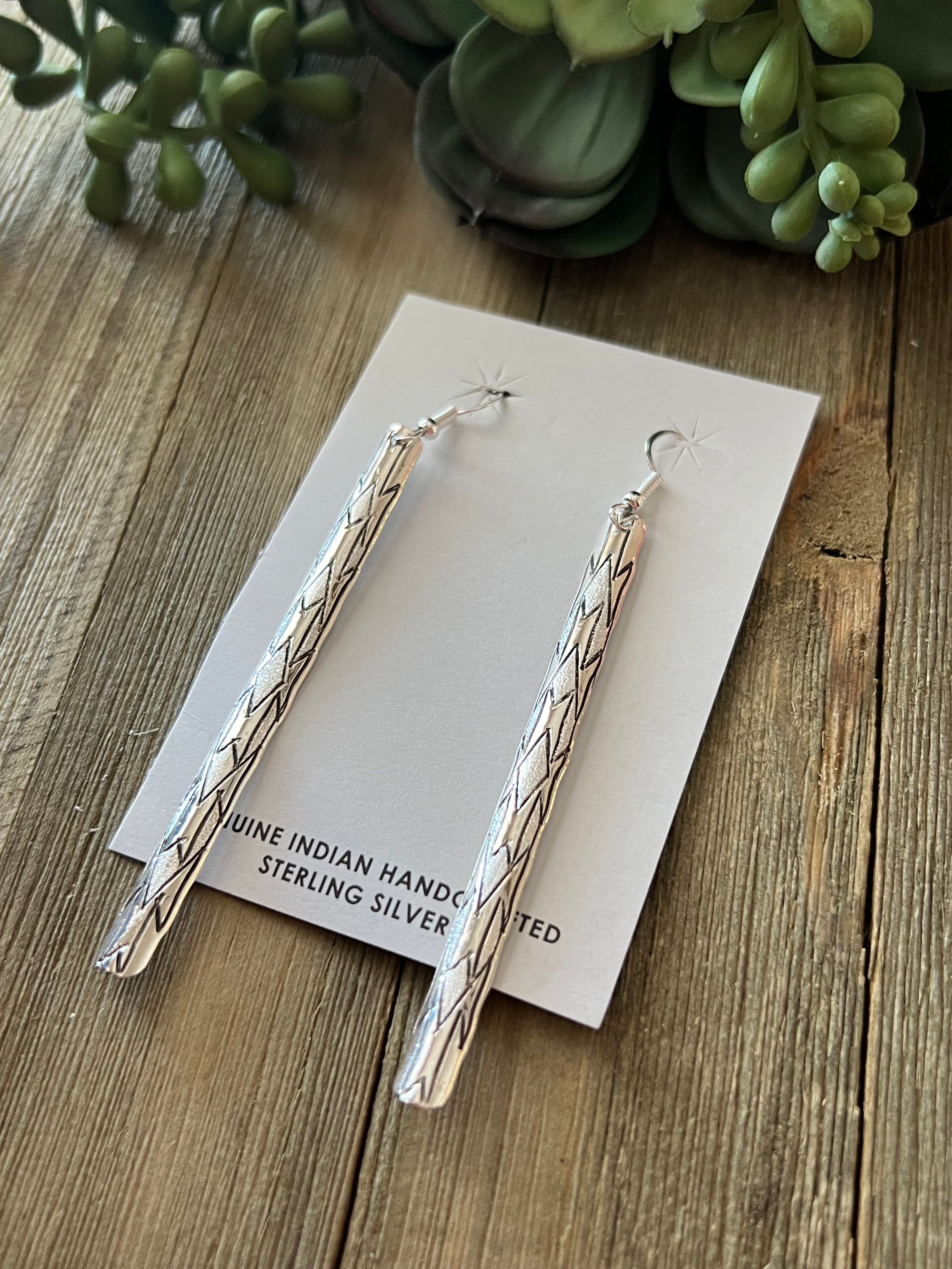 Navajo Made Sterling Silver Dangle Earrings