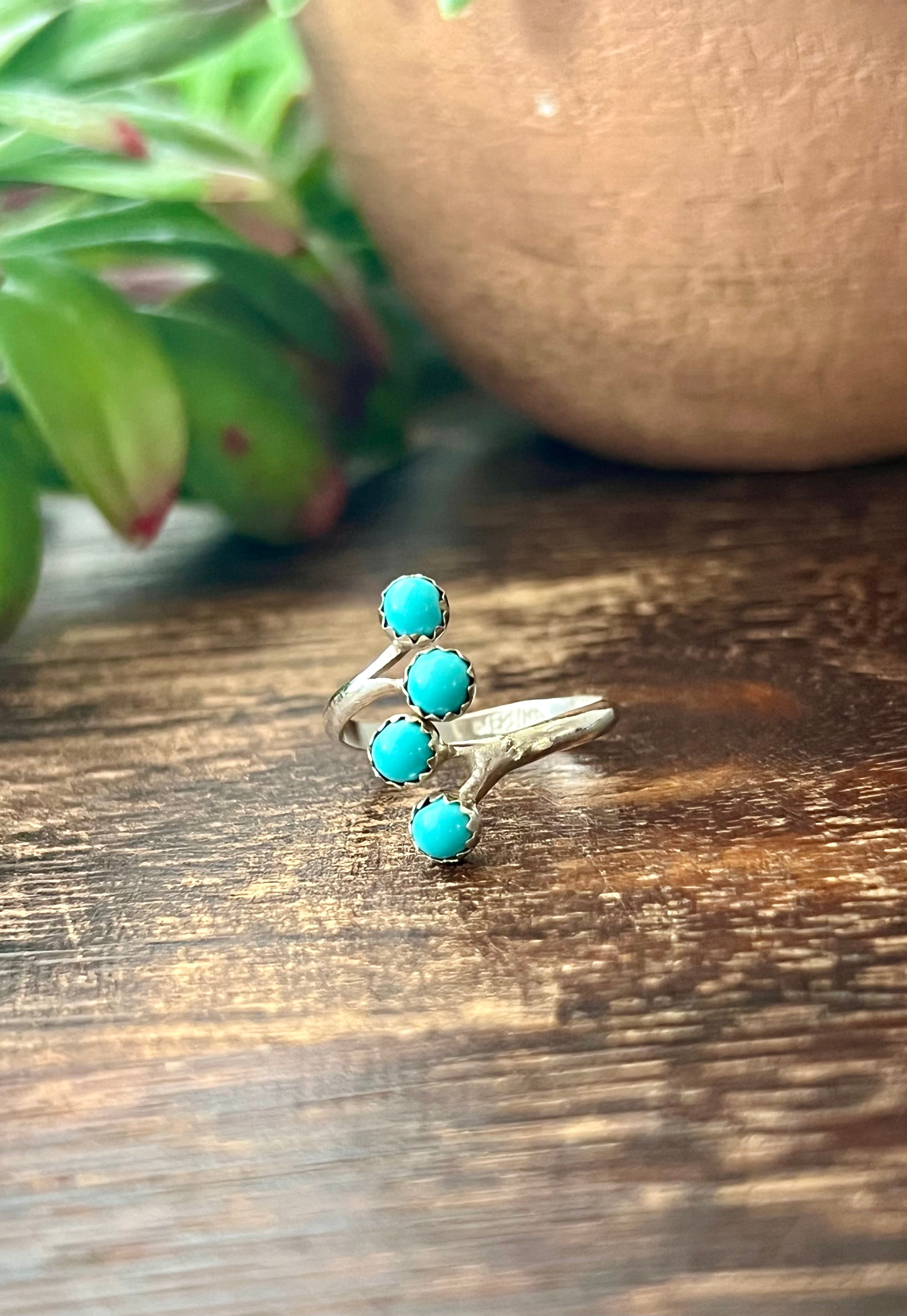 Navajo Made Turquoise & Sterling Silver Adjustable Rings