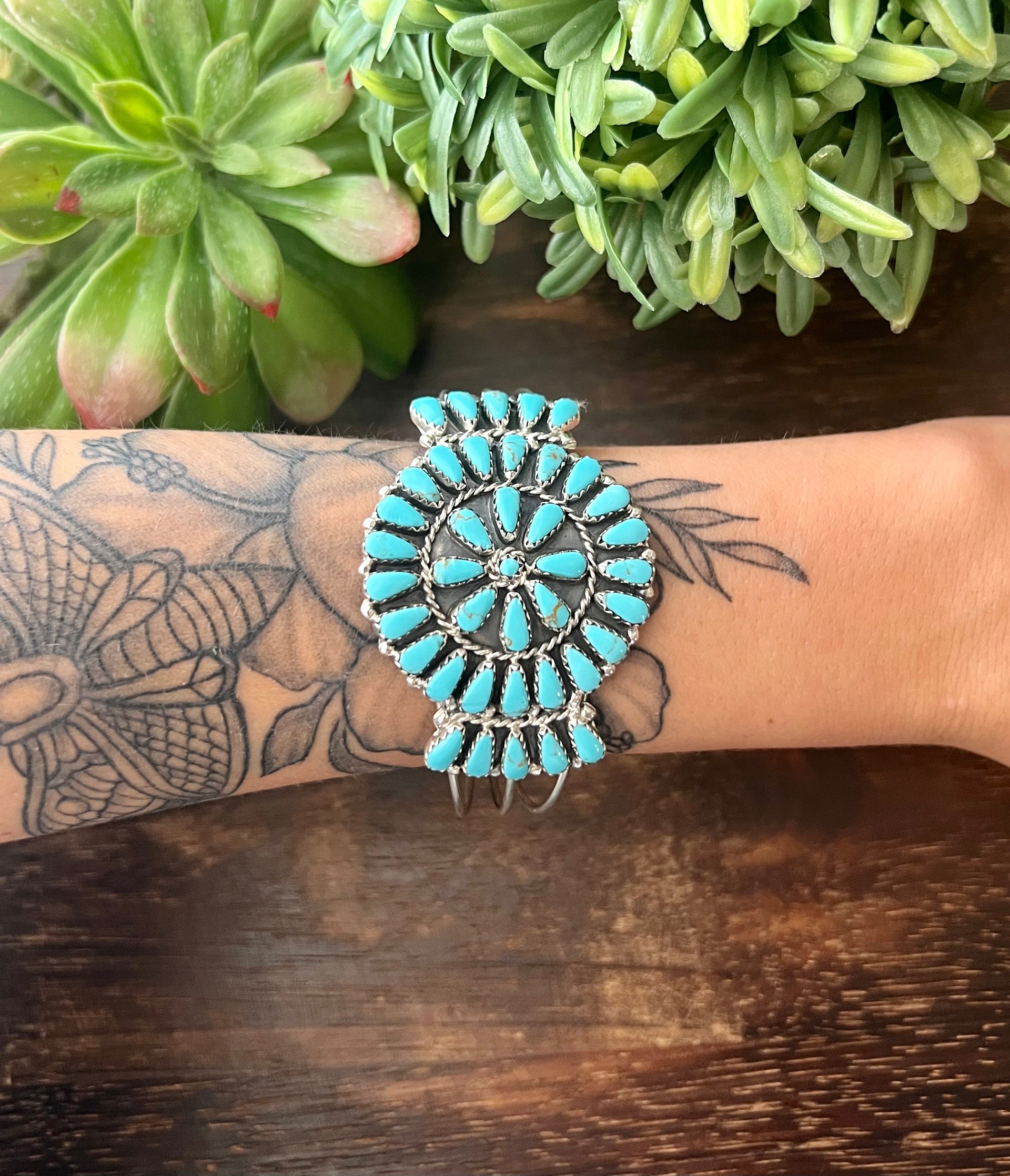 Leander Nez Sterling Silver Cluster Cuff Bracelets