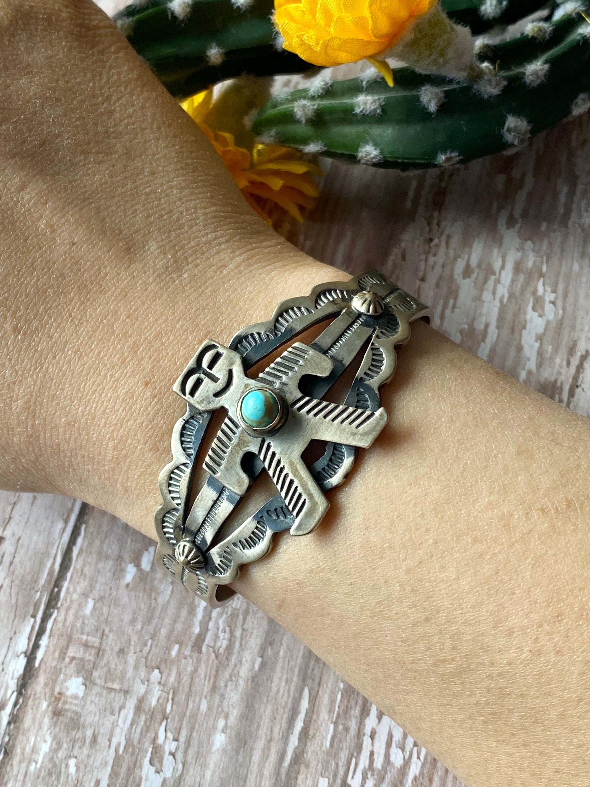 Priscilla Smith Kingman Turquoise & Sterling Silver Cuff Bracelet