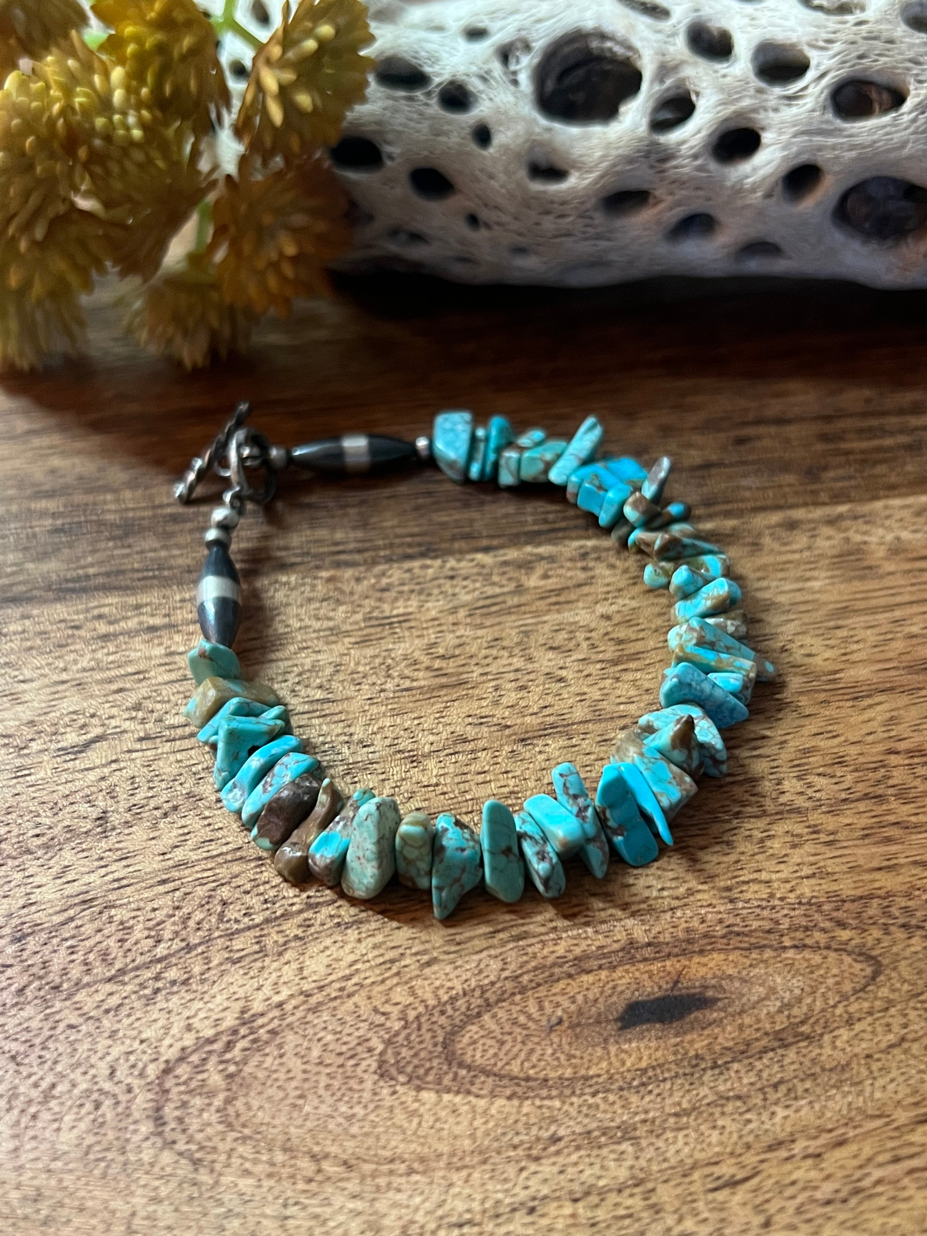 Navajo Made #8 Turquoise & Sterling Silver Bracelet