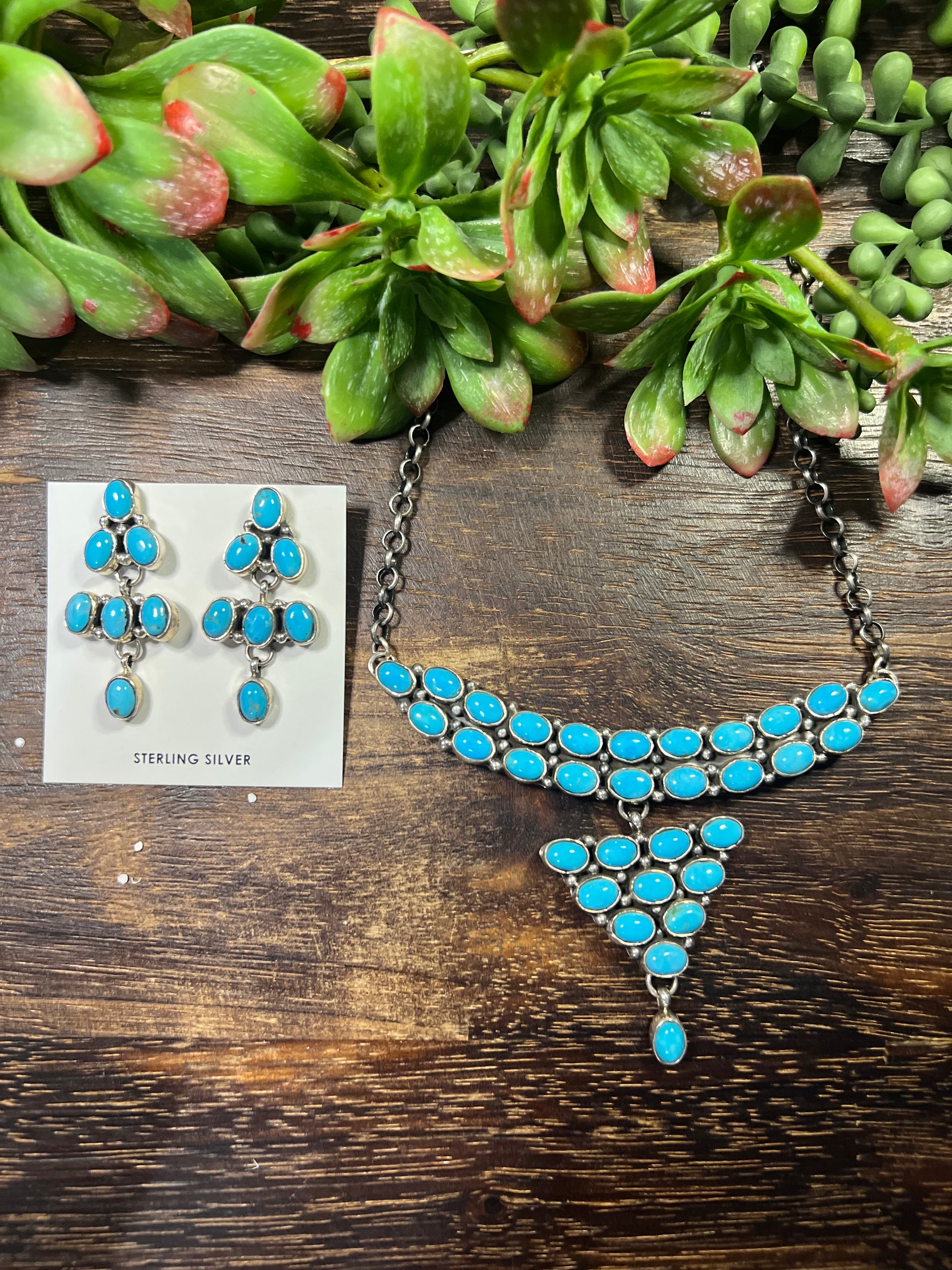 Geraldine James Kingman Turquoise & Sterling Silver Necklace Set