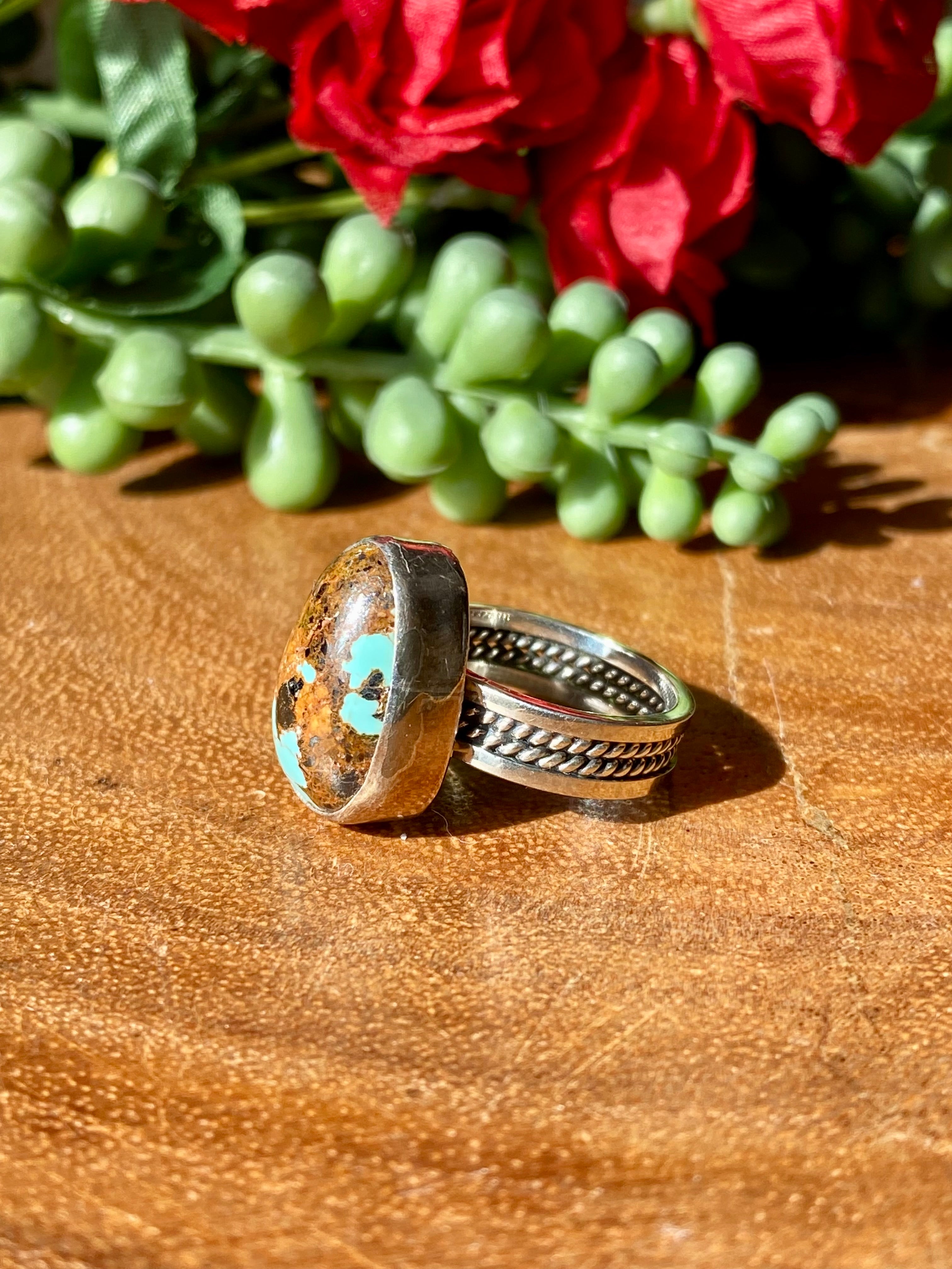 Navajo Made Royston Turquoise & Sterling Silver Ring Size 5.25