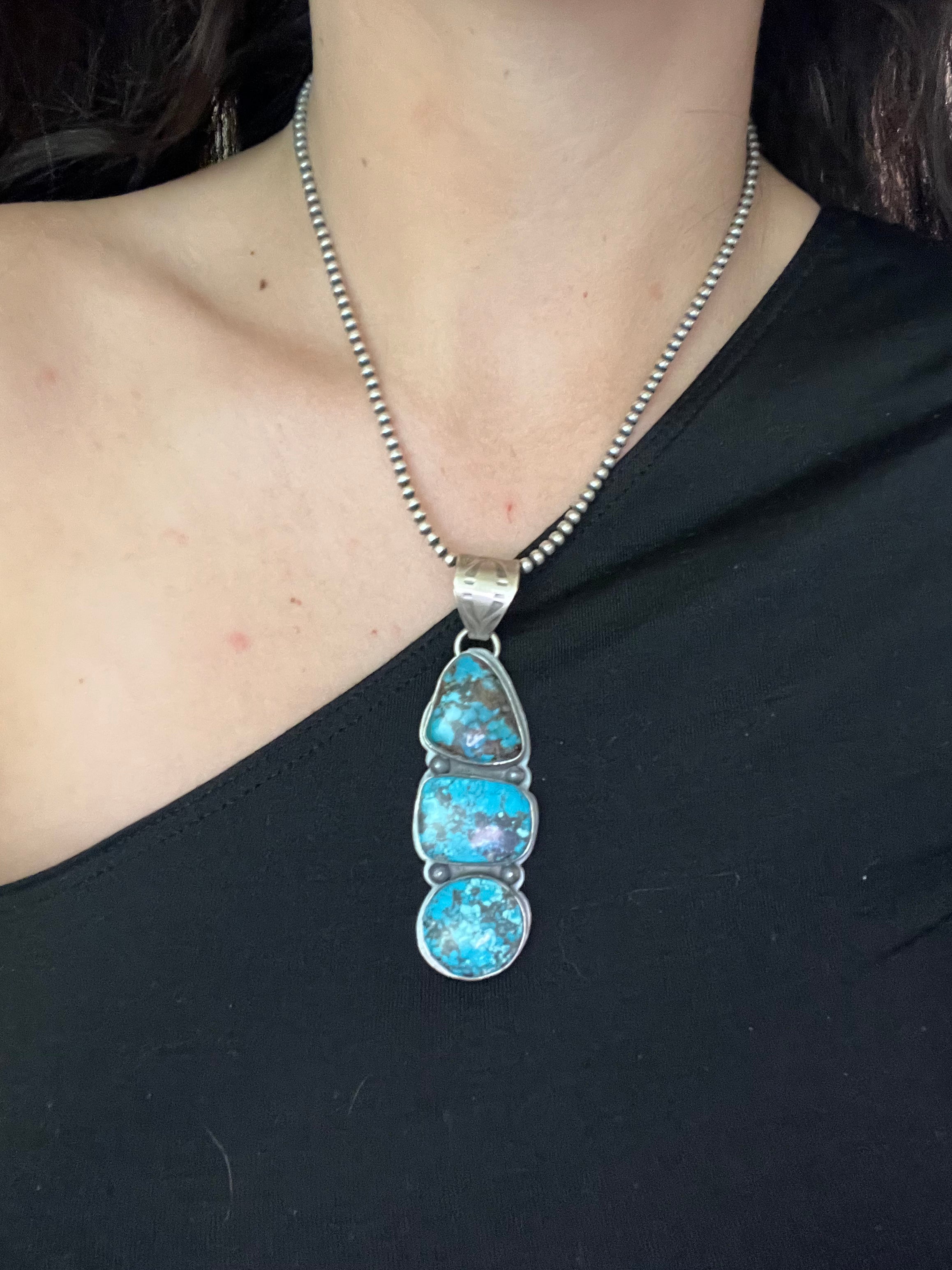 Sandra Nez Egyptian Turquoise & Sterling Silver Pendant