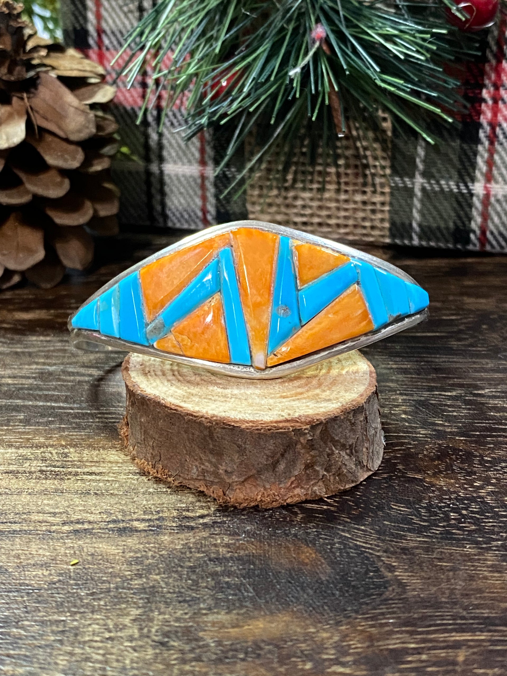 Navajo Made Multi Stone & Sterling Silver Cobblestone Cuff Bracelet