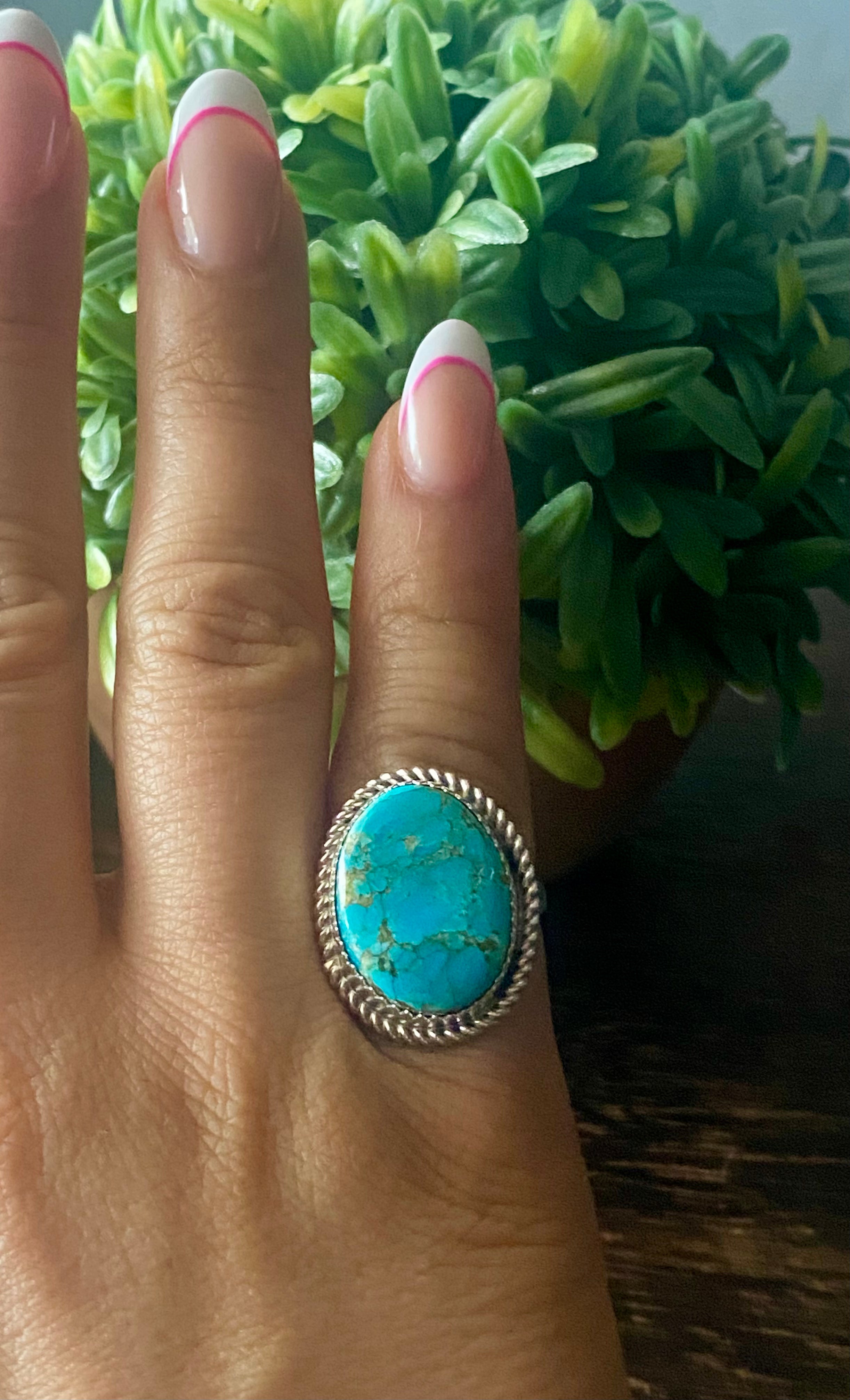 Reda Galvan South Hill Turquoise & Sterling Silver Ring Size 6.75