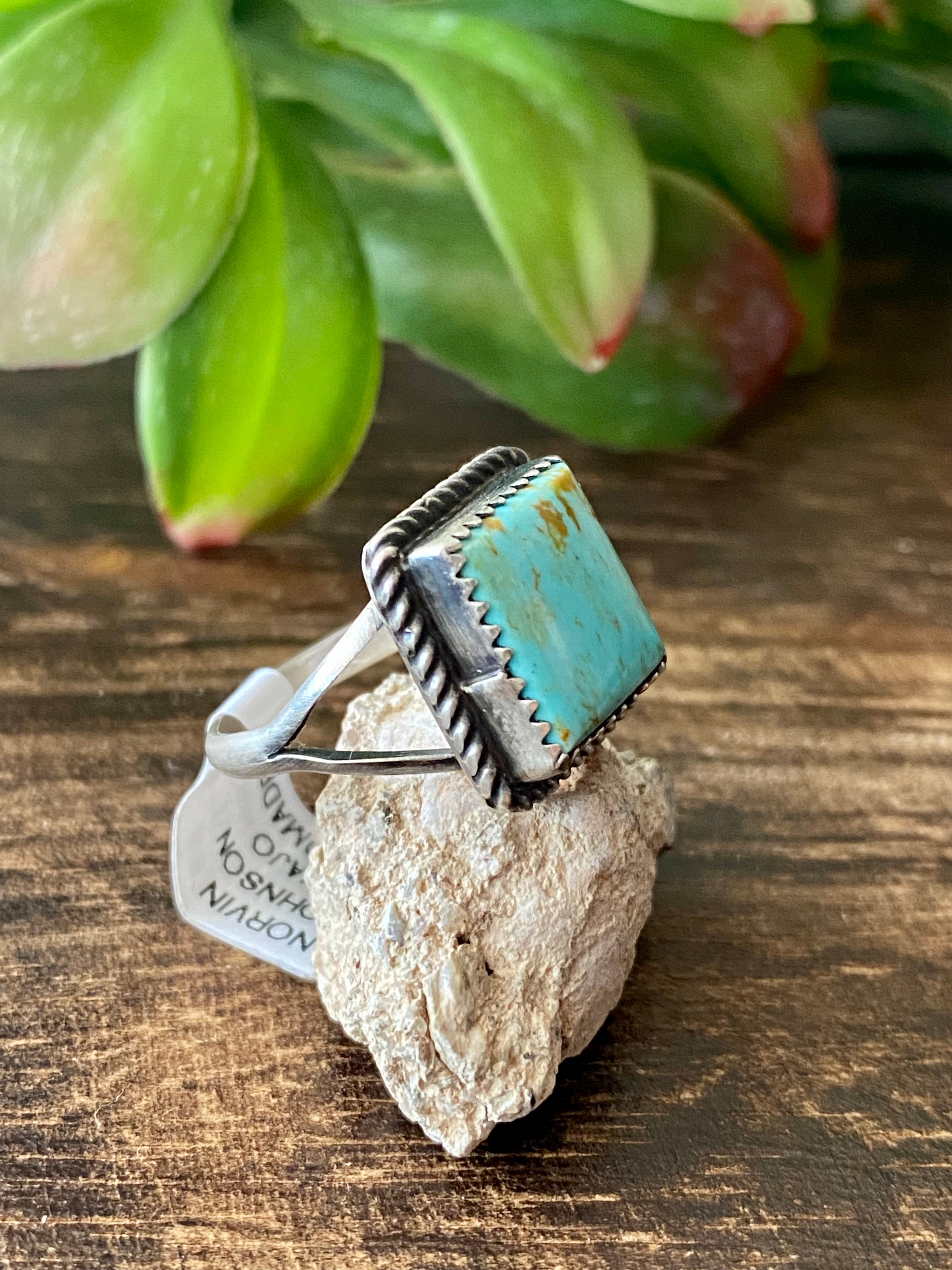 Norvin Johnson Kingman Turquoise & Sterling Silver Ring Size 7.75