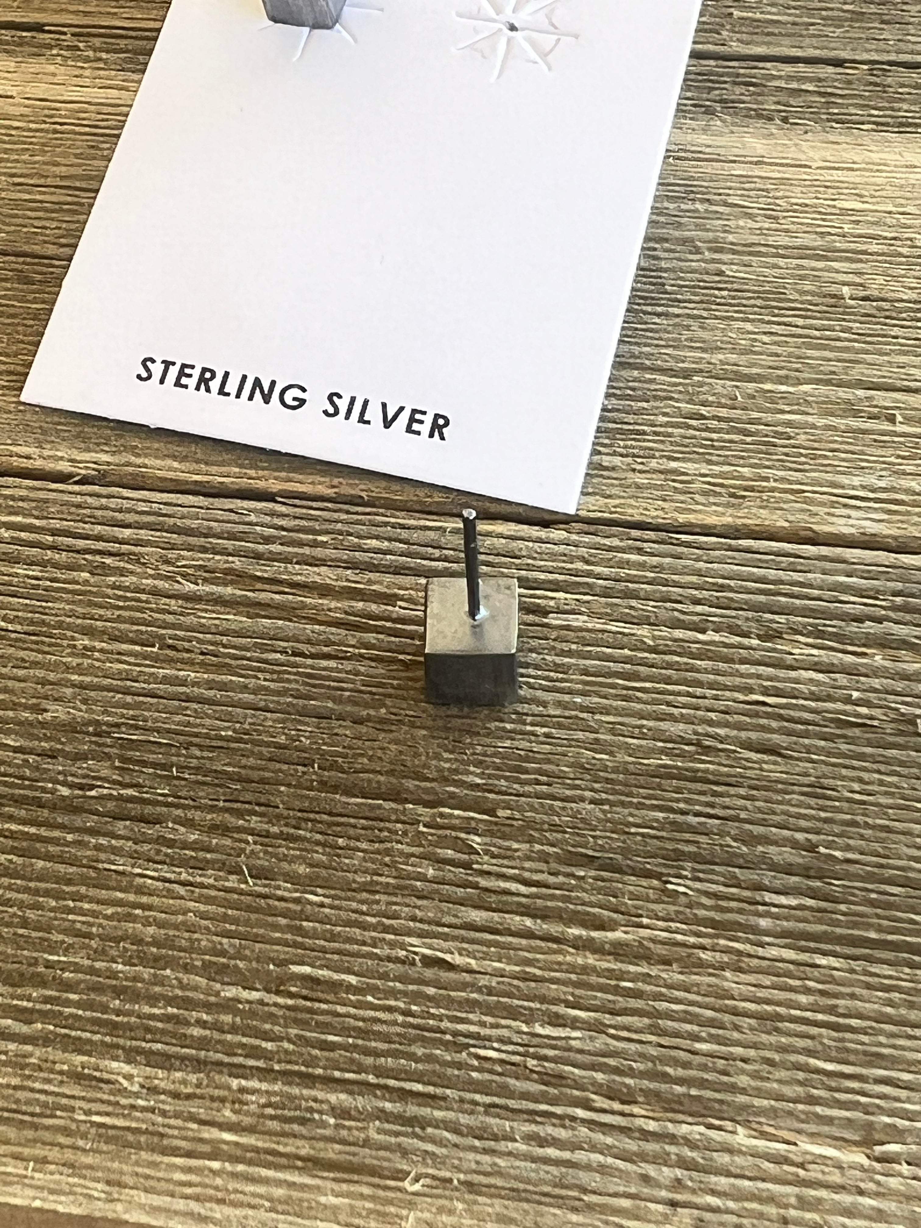 Navajo Made Sterling Silver Cubed Stud Earrings