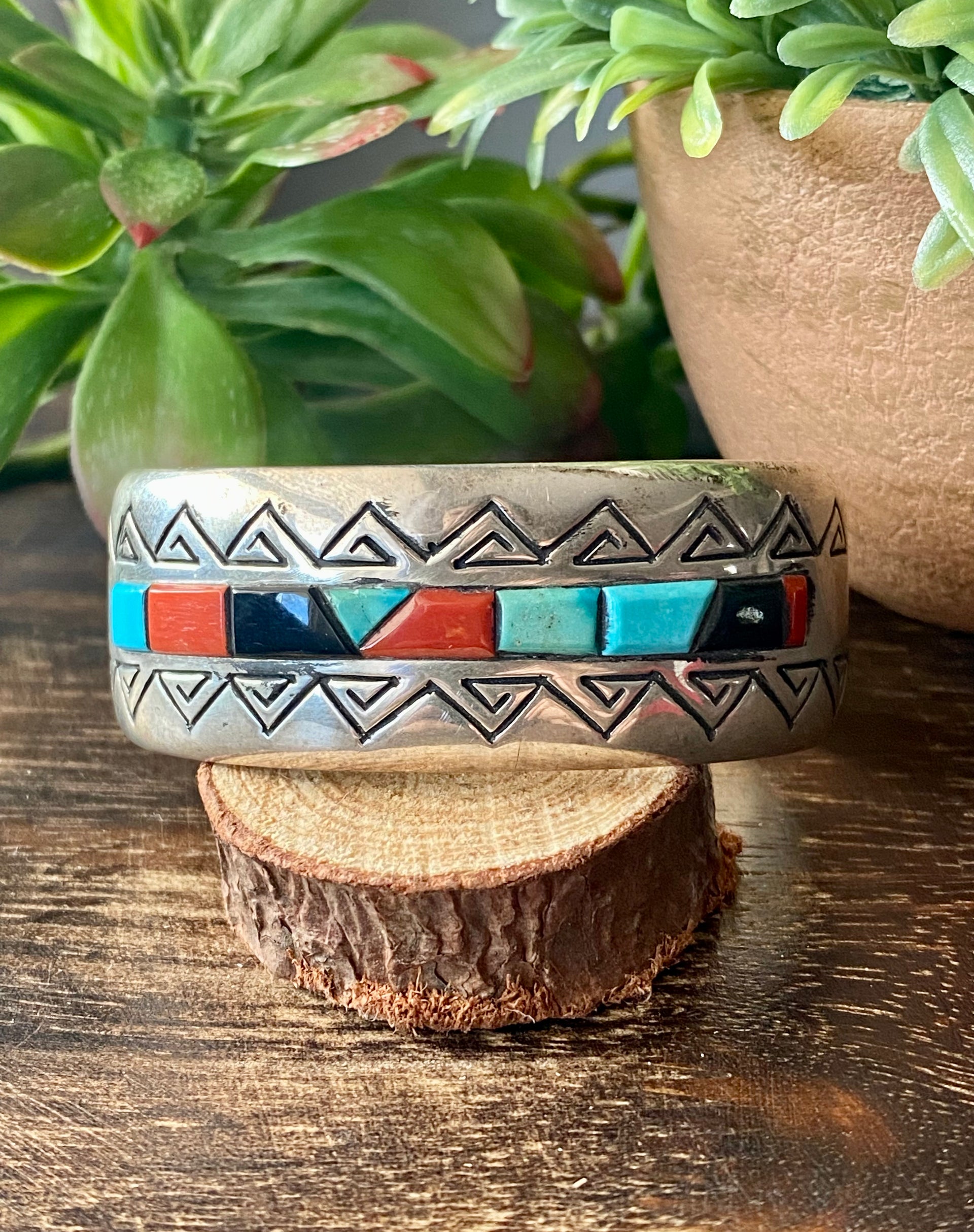 Alvin/Lul Begay Multi Stone & Sterling Silver Cobblestone Cuff Bracelets