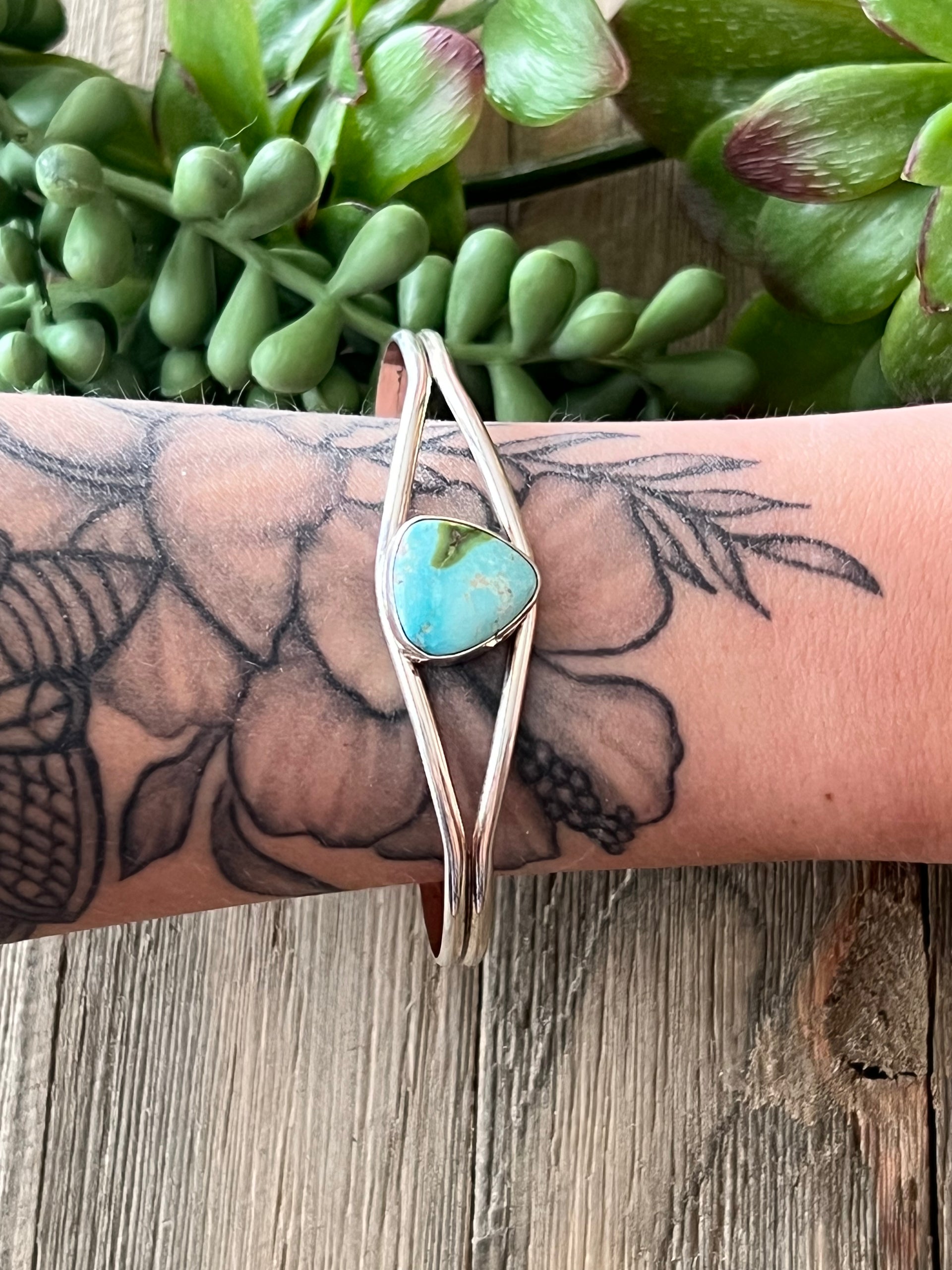 Navajo Made Sonoran Mountain & Sterling Silver Cuff Bracelet