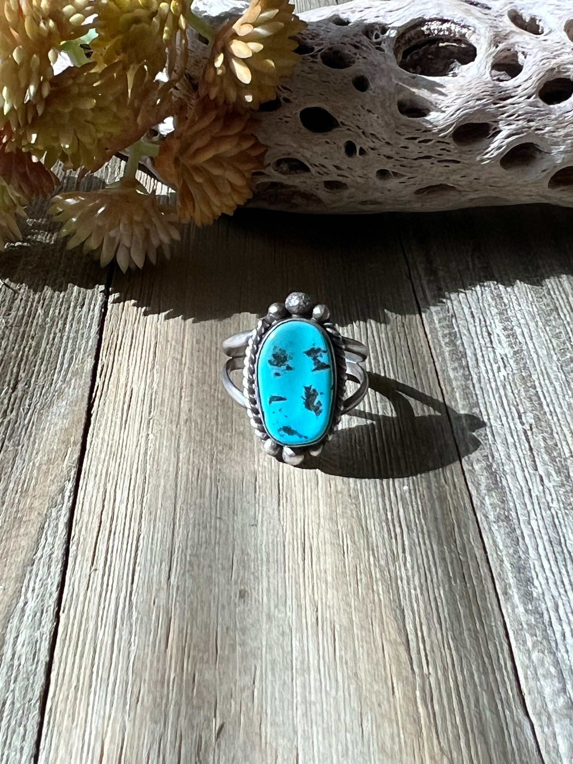 Scott Skeets Kingman Turquoise & Sterling Silver Ring Size 7.5