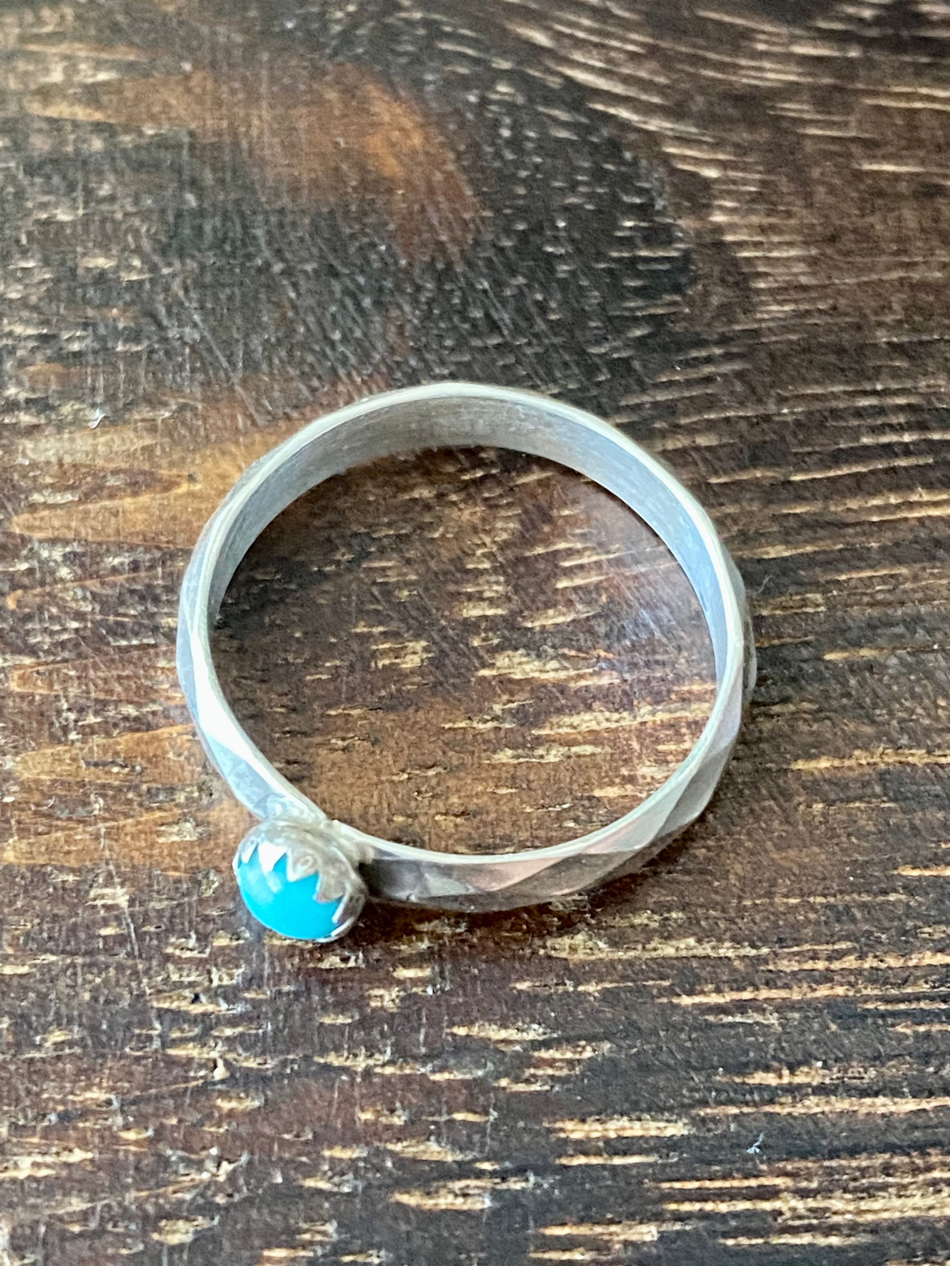 Navajo Made Turquoise & Sterling Silver Ring Size 5