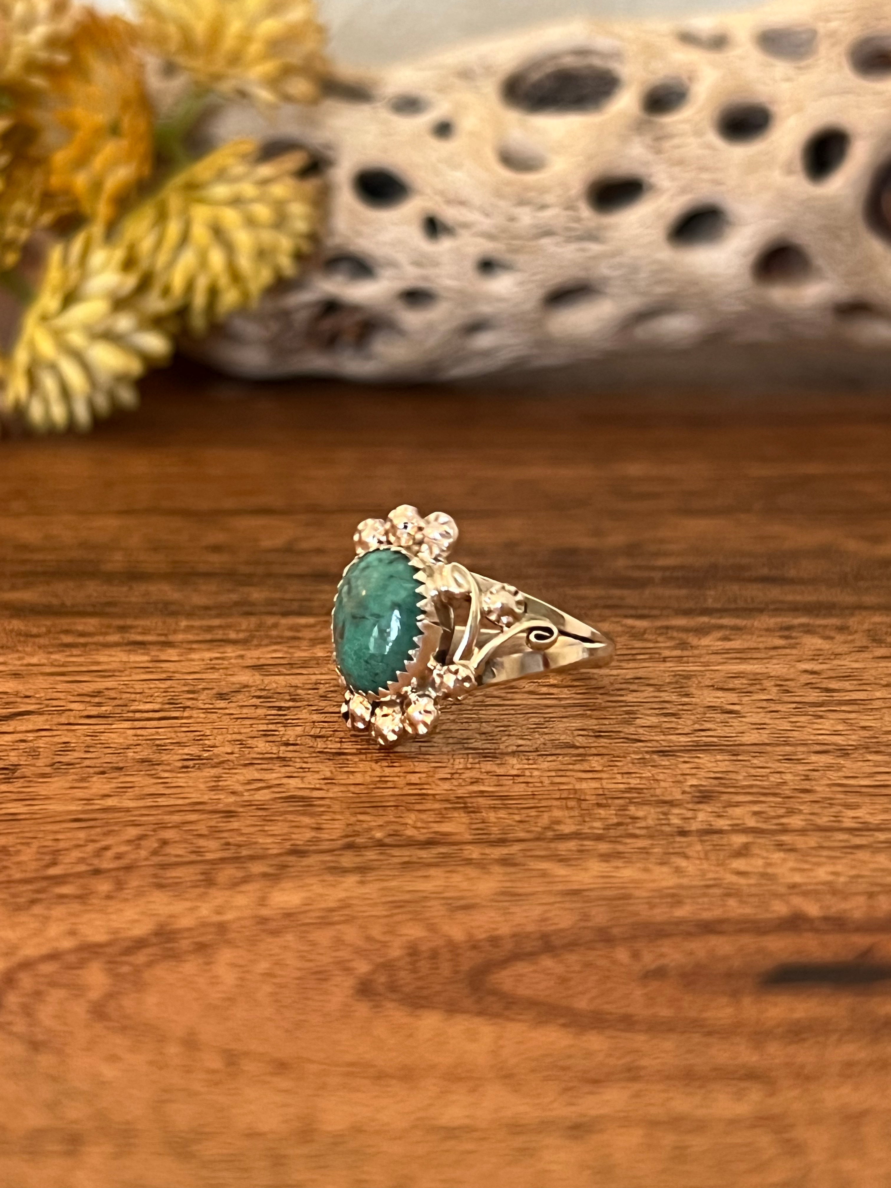 Navajo Made Kingman Turquoise & Sterling Silver Ring Size 7