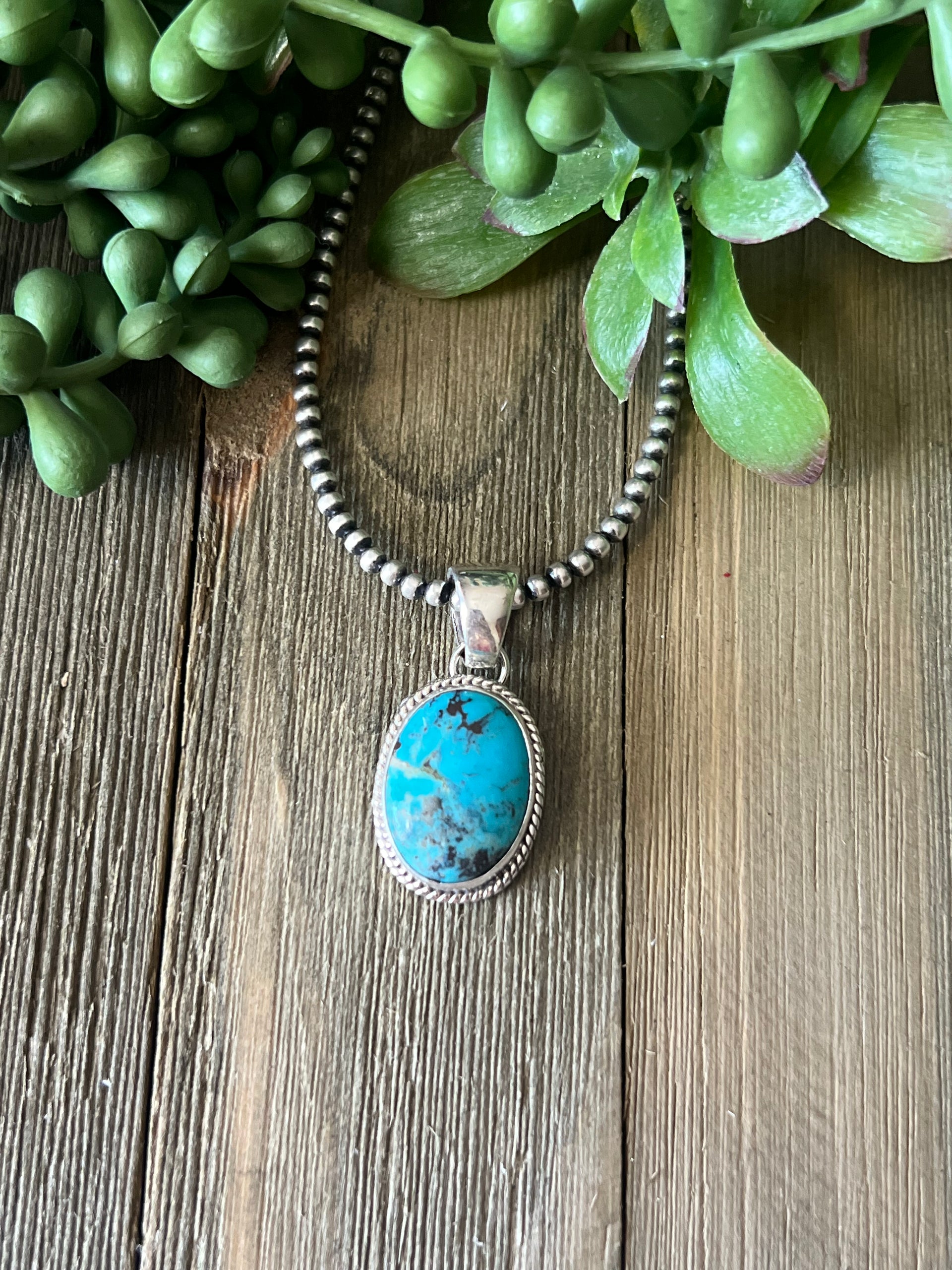 Navajo Made Red Skin Turquoise & Sterling Silver Pendant