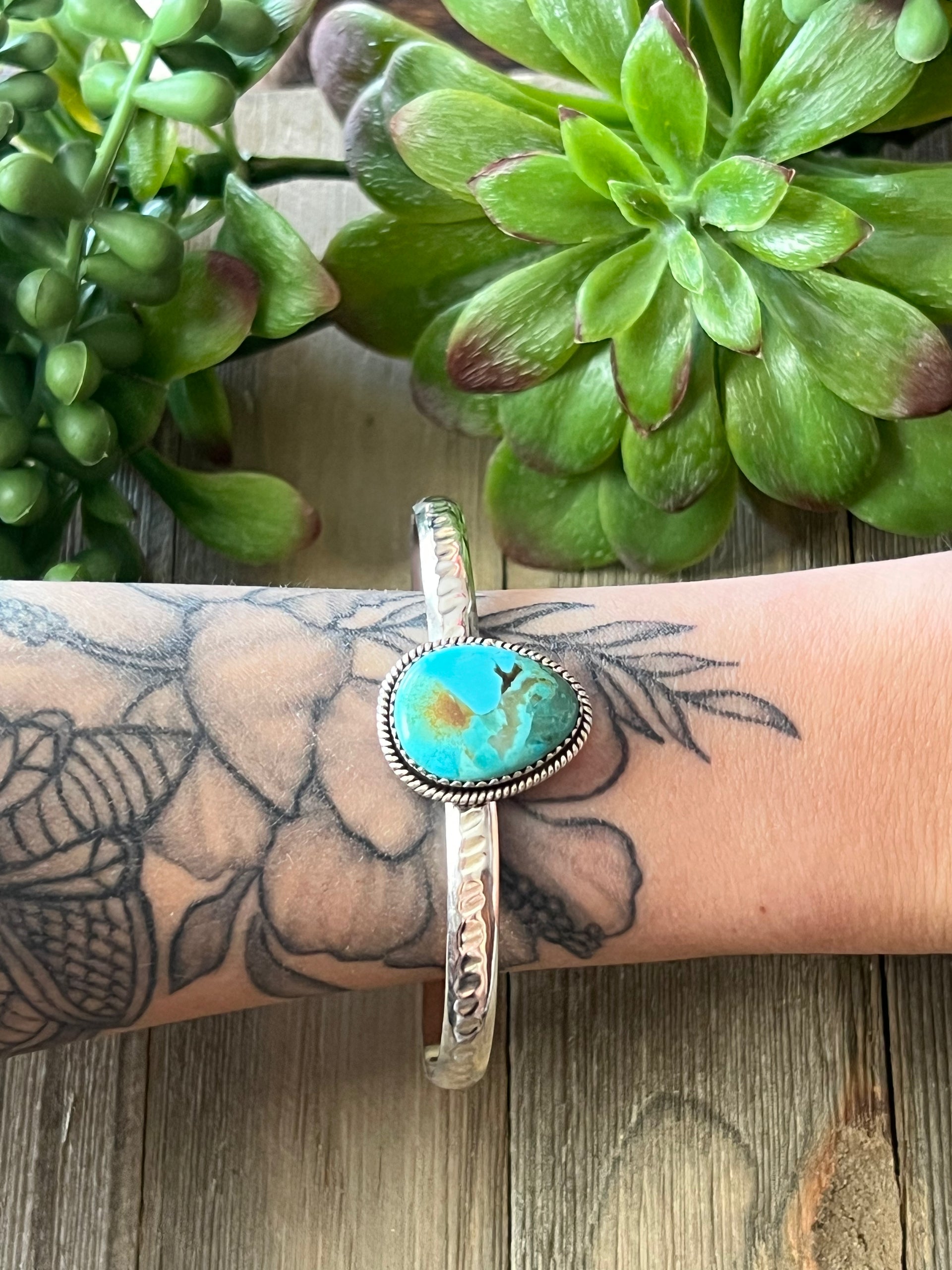 Southwest Made Kingman Turquoise & Sterling Silver Cuff Bracelet