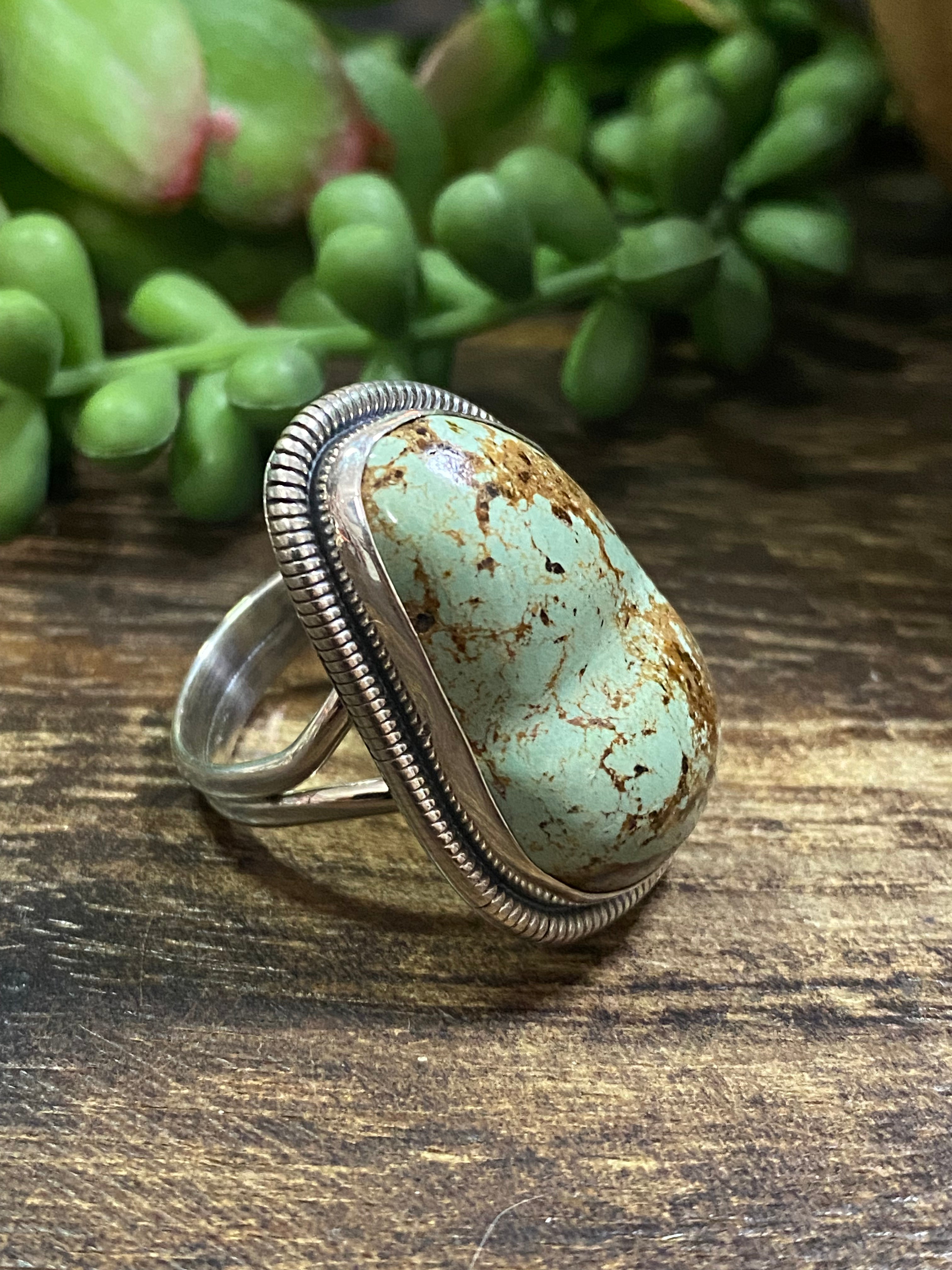 Wydell Billie Royston Turquoise & Sterling Silver Adjuatable Ring Size 9