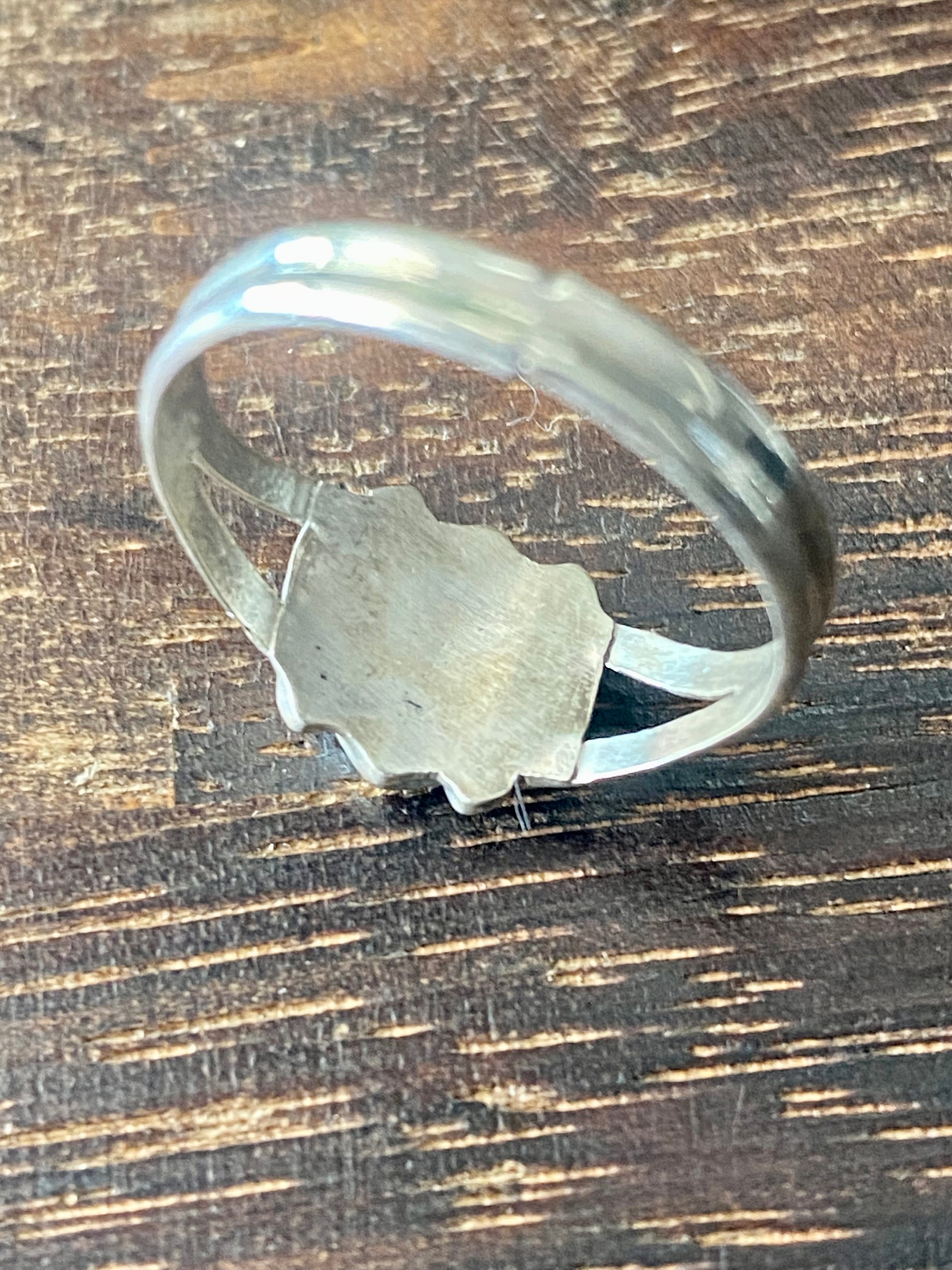 Navajo Made Multi Stone & Sterling Silver Inlay Ring Size 8.5
