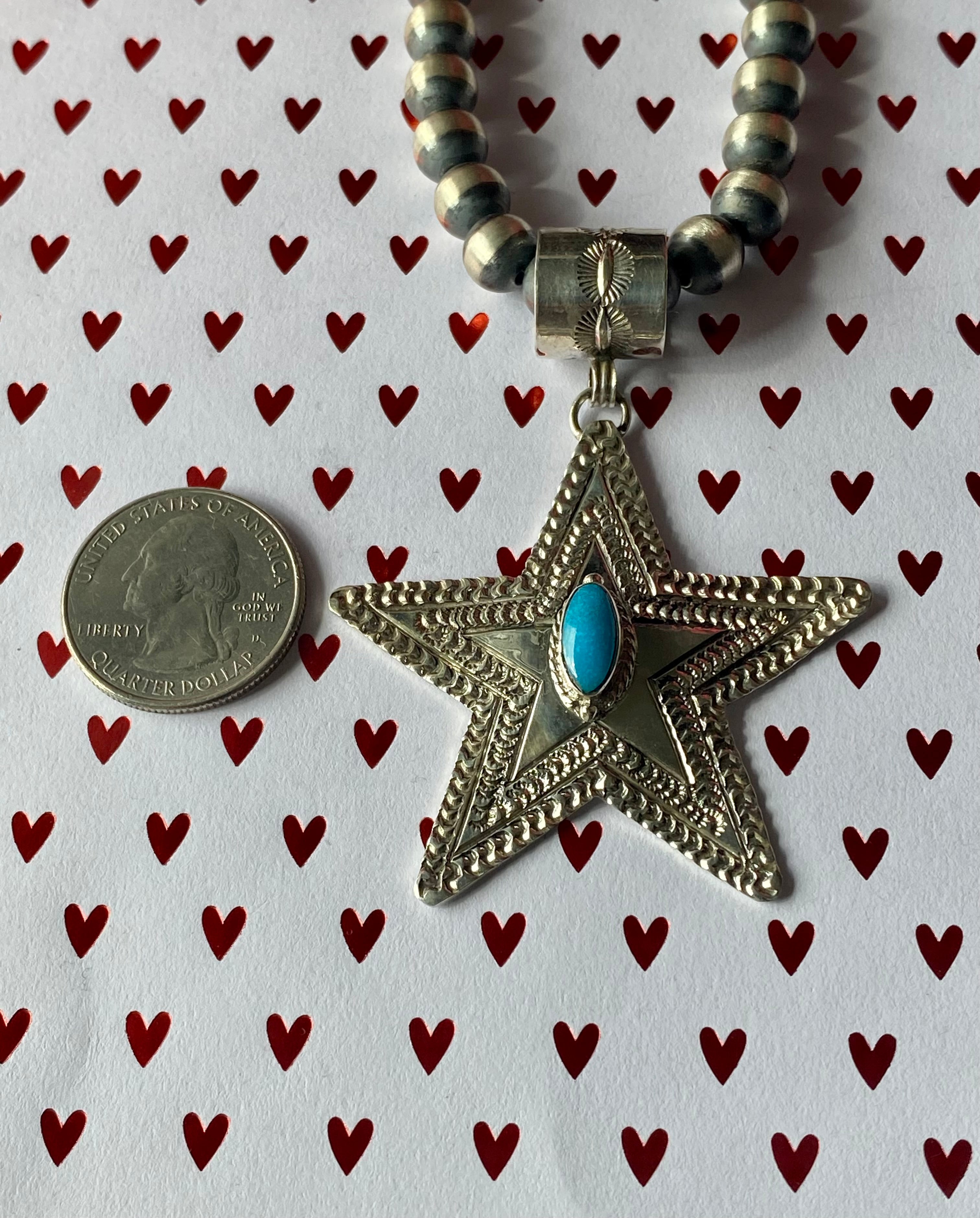 June Deligarito Kingman Turquoise & Sterling Silver Star Pendant