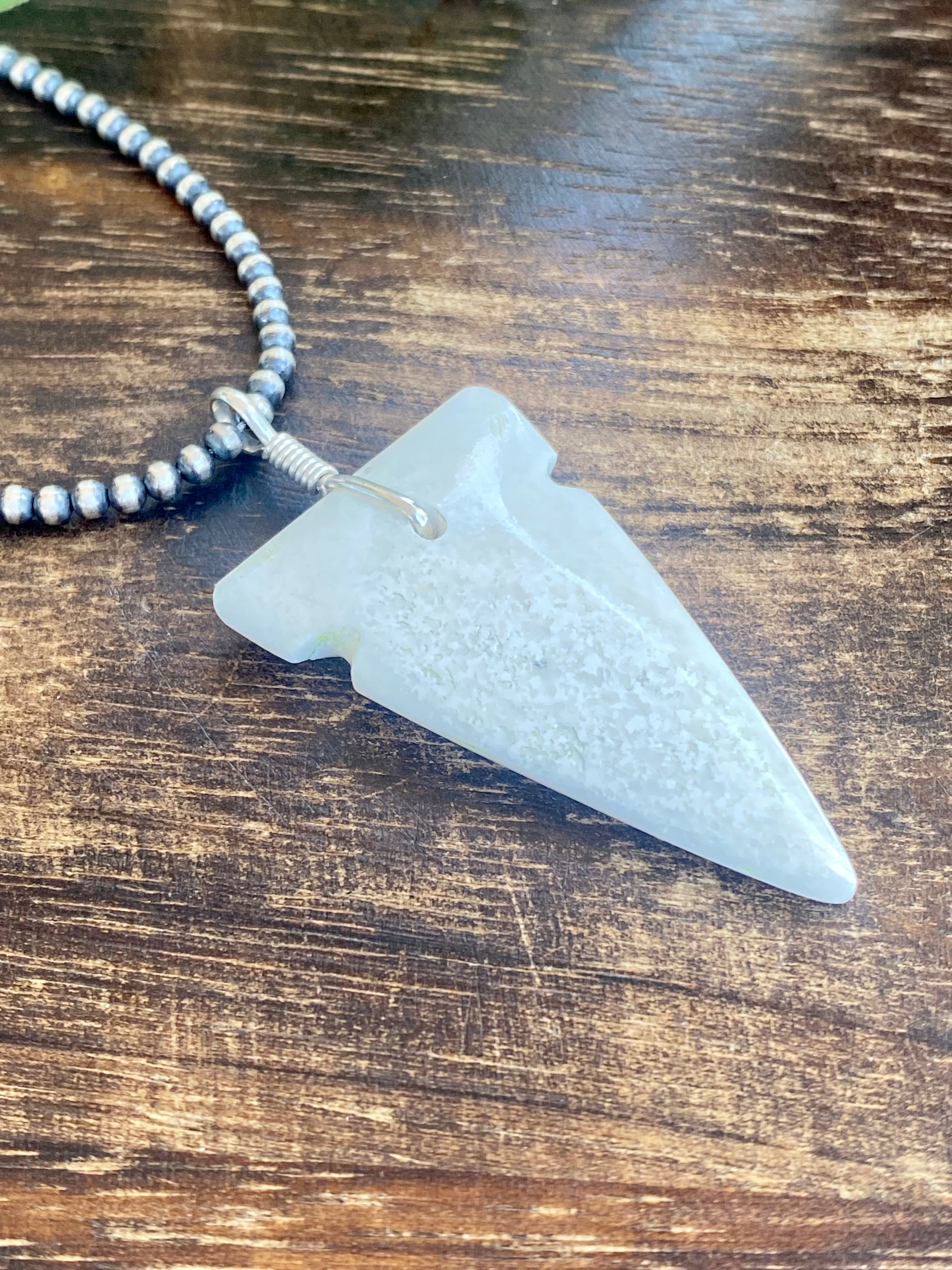 Navajo Made Jasper & Sterling Silver Arrowhead Pendant