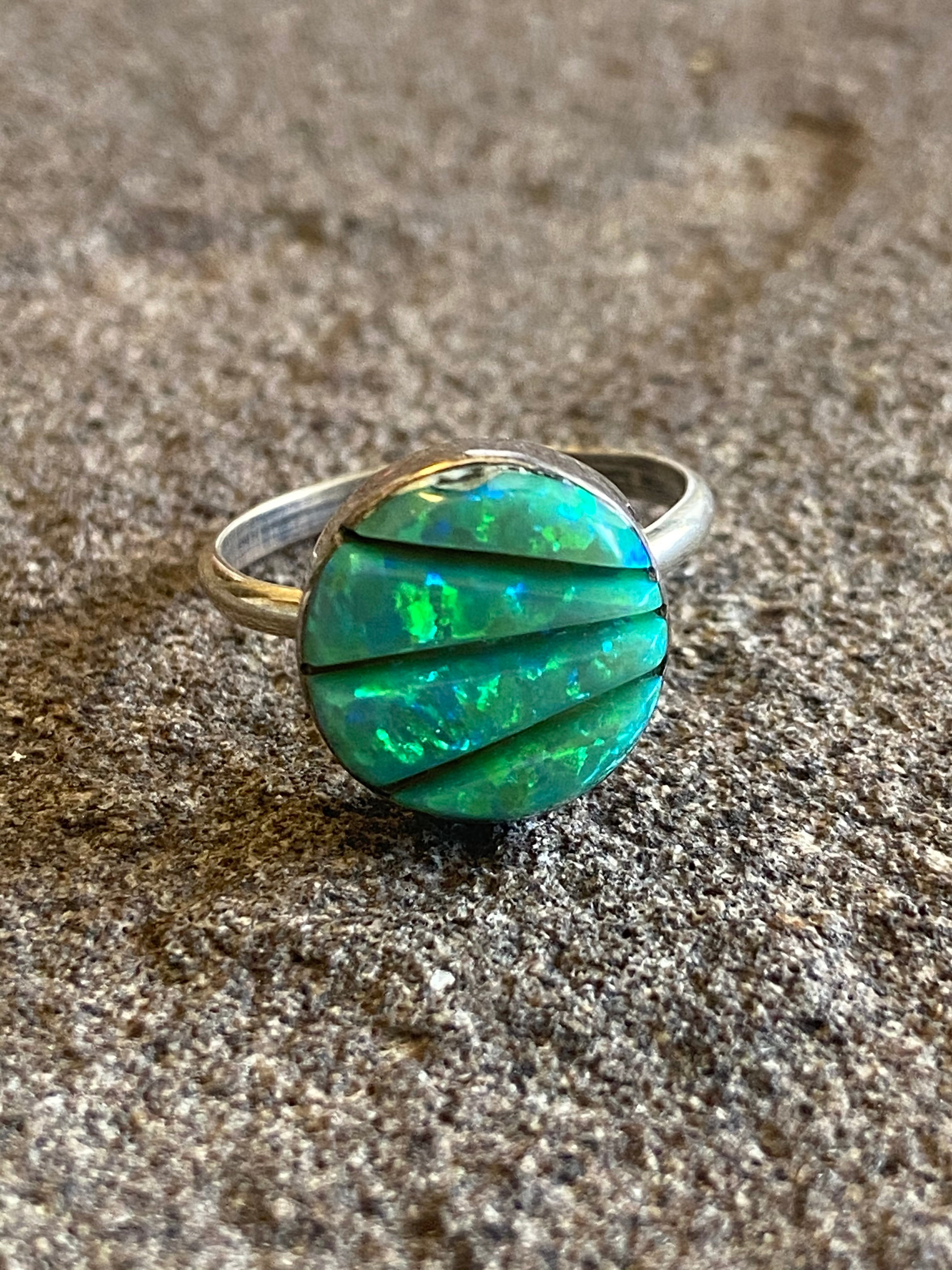 Navajo Opal & Sterling Silver Ring Size 4.25