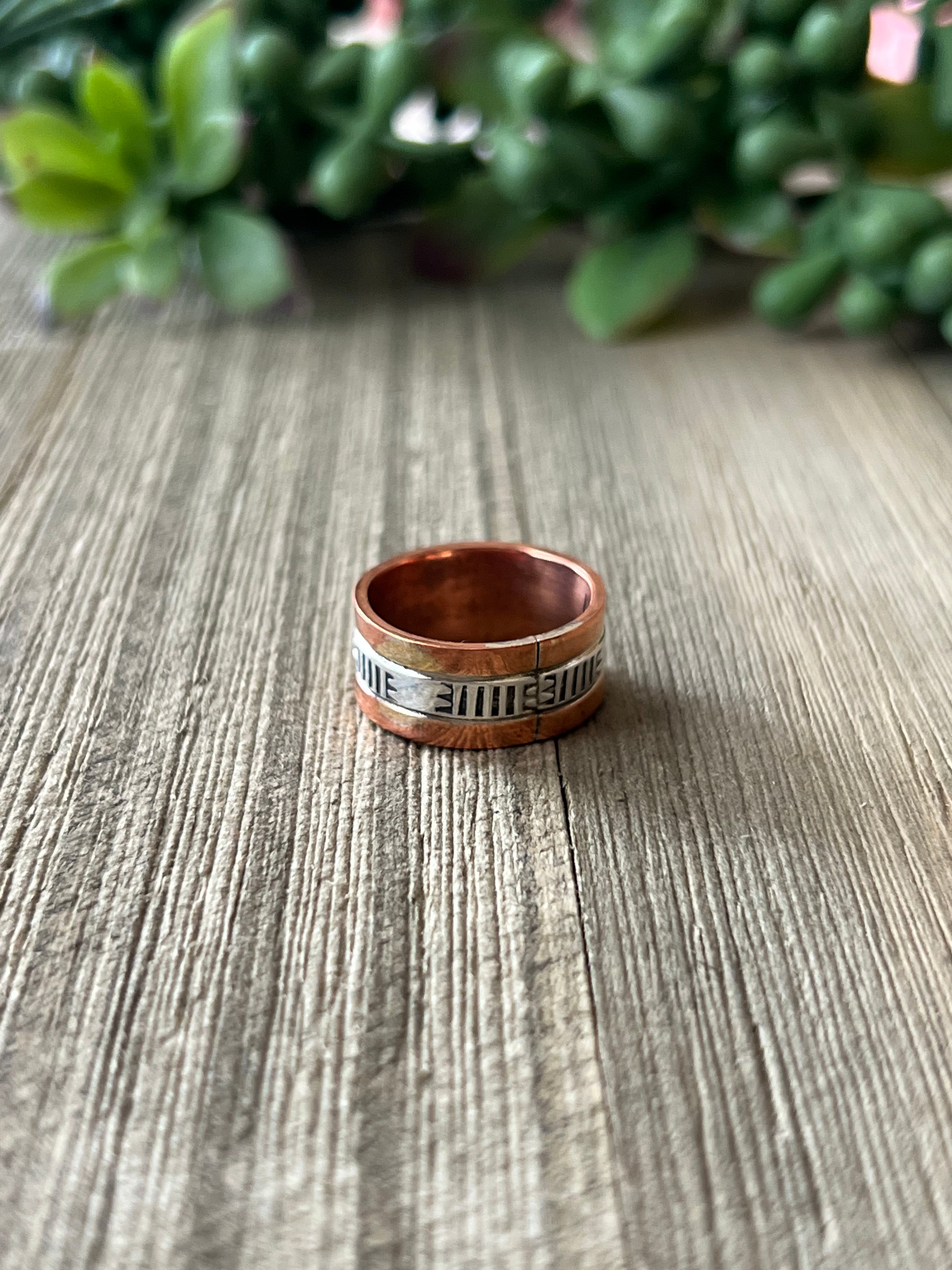 Navajo Made Copper & Sterling Silver Ring Size 6.5