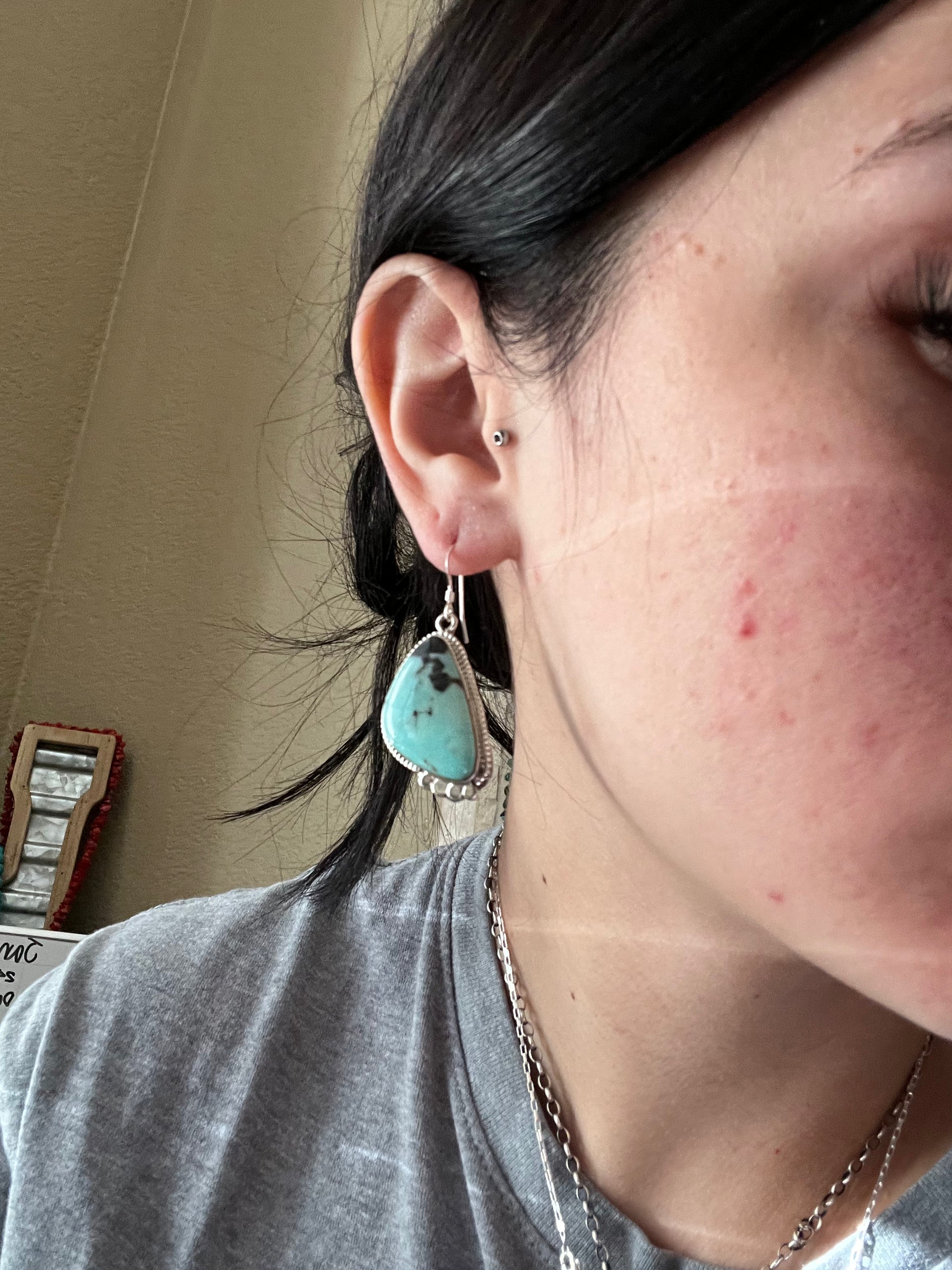 Sharon Mccarthy Kingman Turquoise & Sterling Silver Dangle Earrings