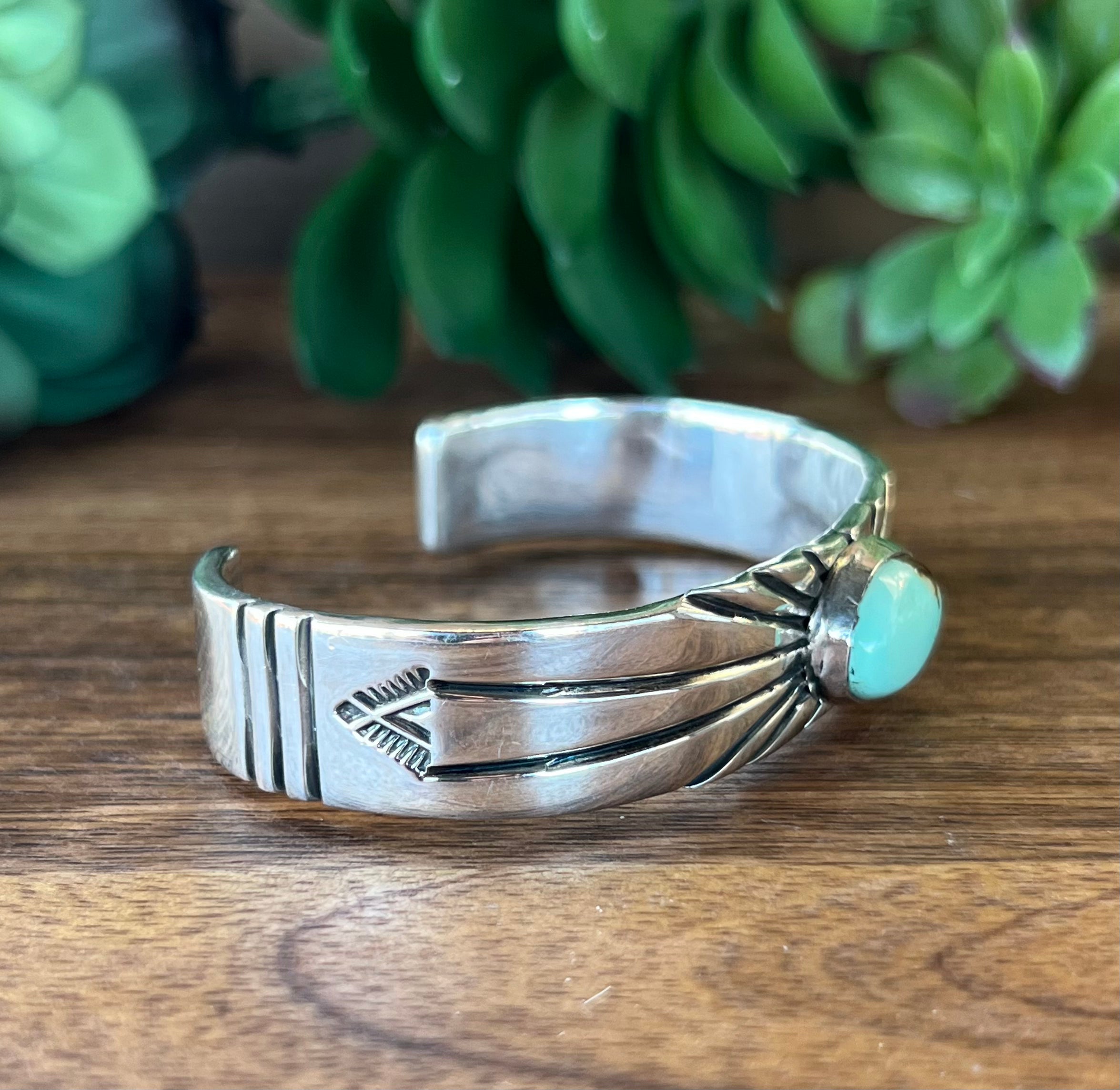 Navajo Natural Royston Turquoise & Sterling Silver Cuff Bracelet