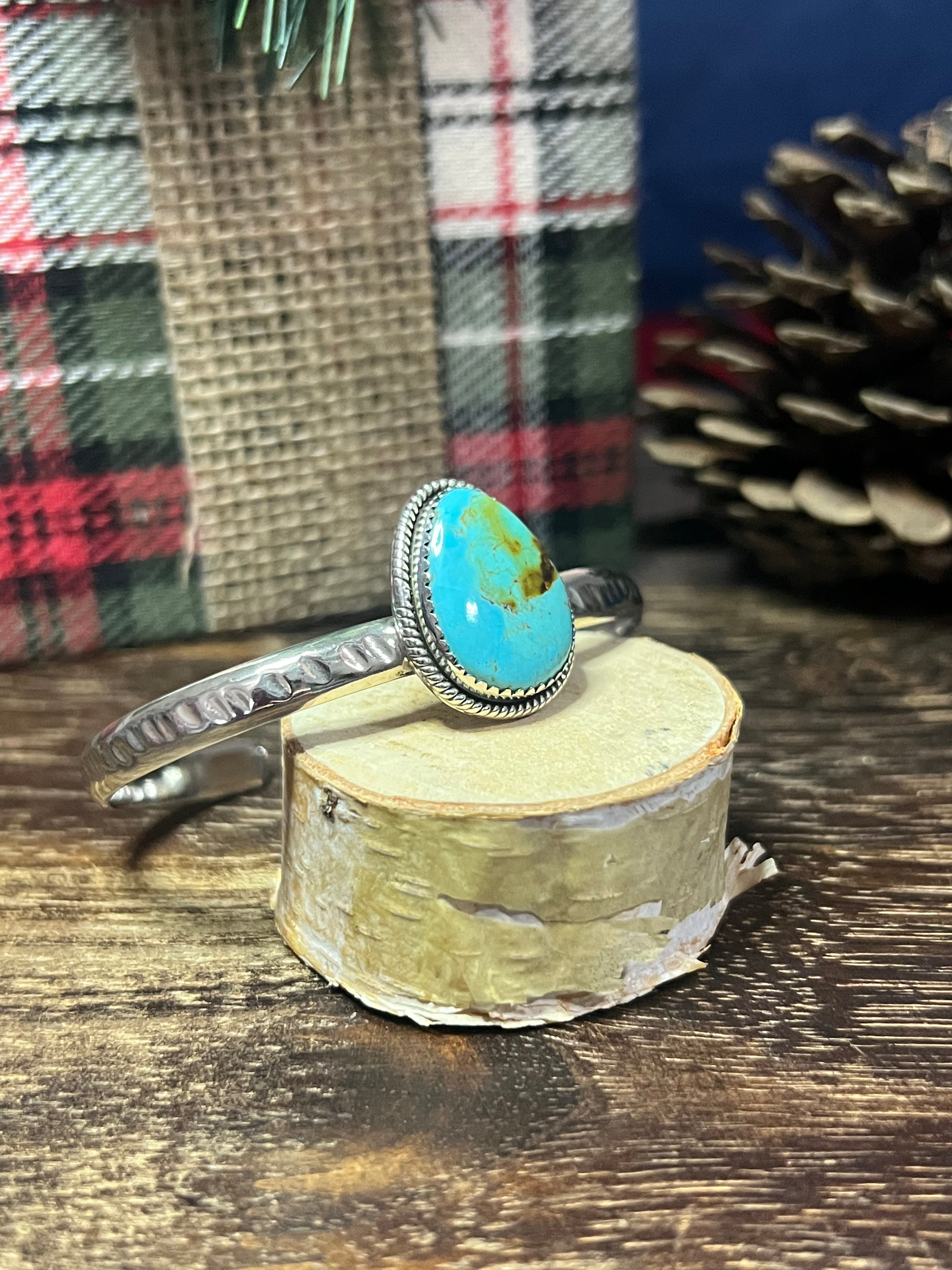 #5 Southwest Made Kingman Turquoise & Sterling Silver Cuff Bracelet