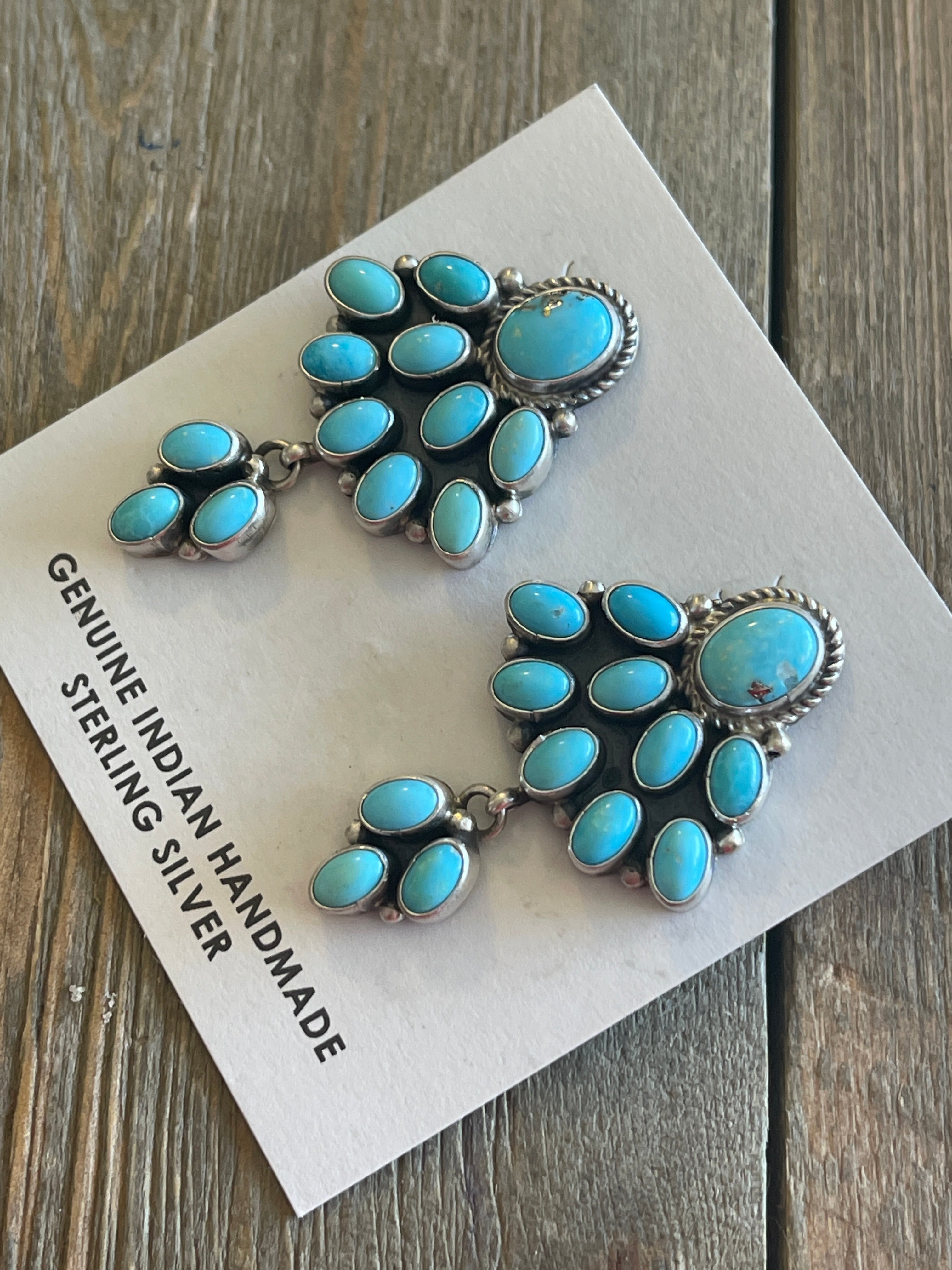 Renelle Perry Kingman Turquoise & Sterling Silver Cluster Dangles