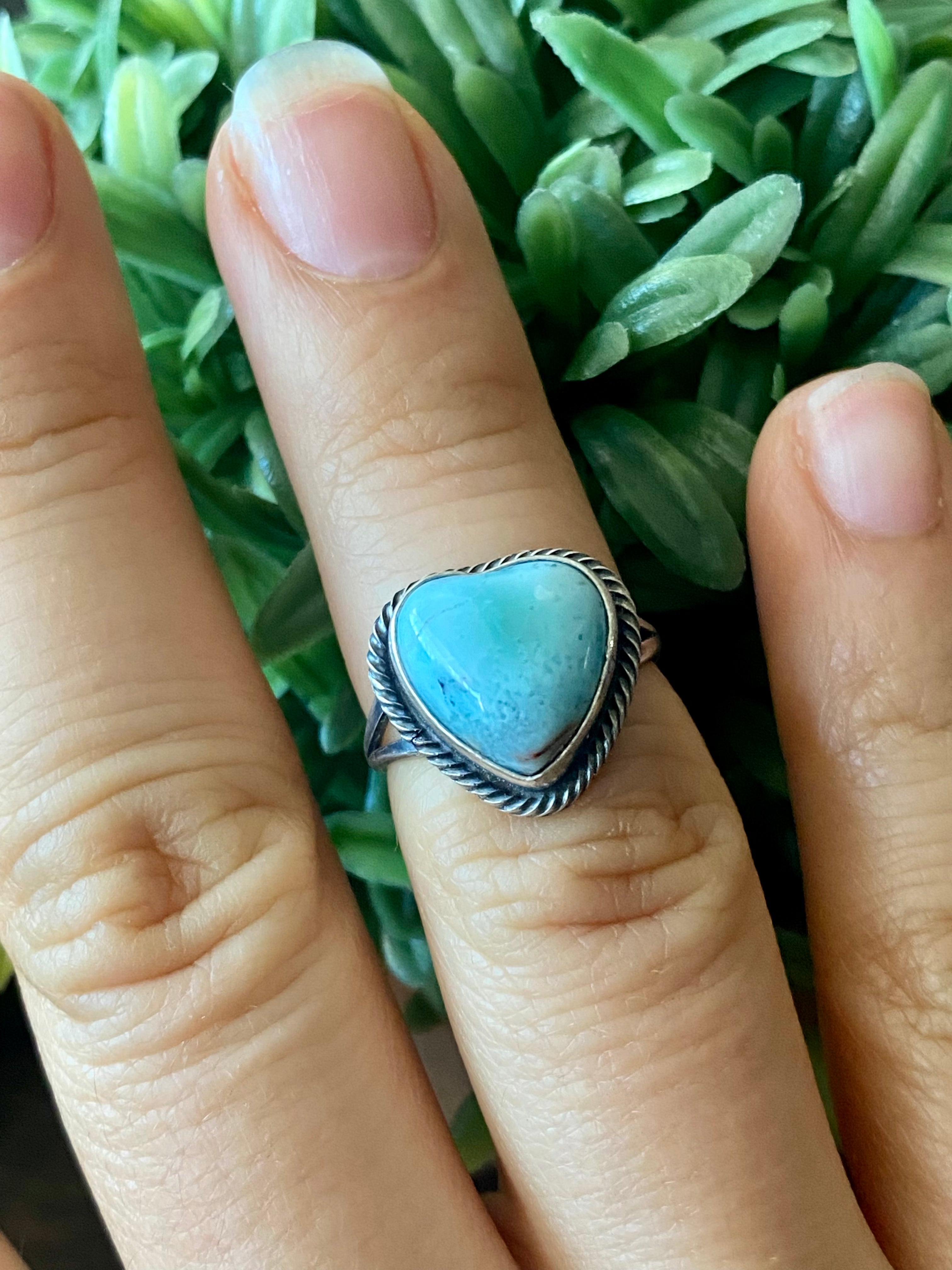 Navajo Made Larimar & Sterling Silver Ring Size 5.75