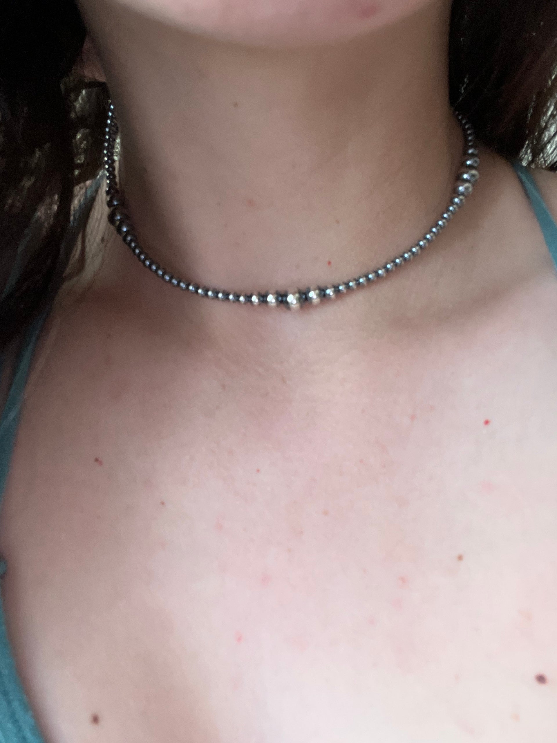 Navajo Strung Sterling Silver Graduated Pearl Necklace