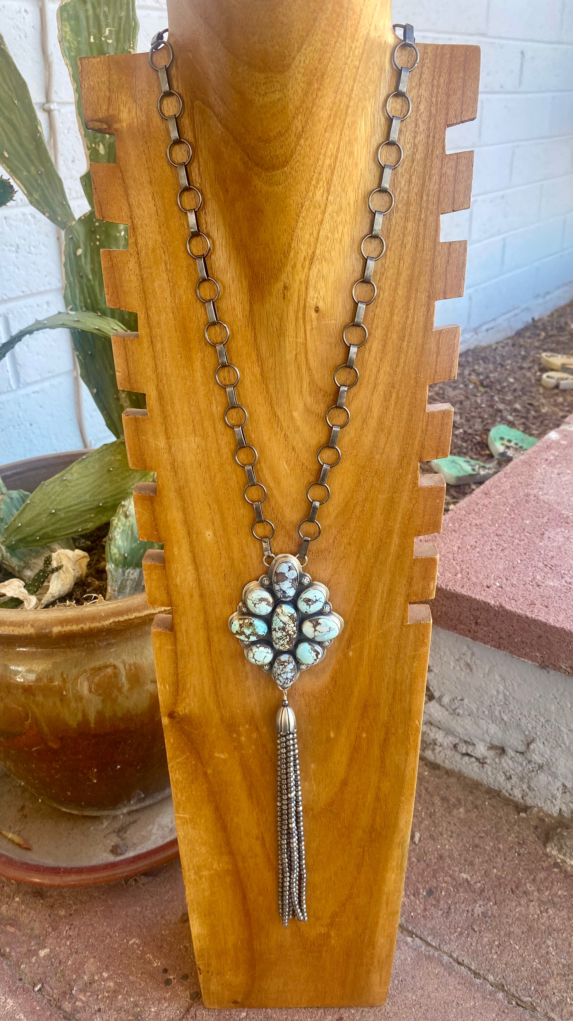 Tim Vandever Golden Hill’s Turquoise & Sterling Silver Cluster Necklace