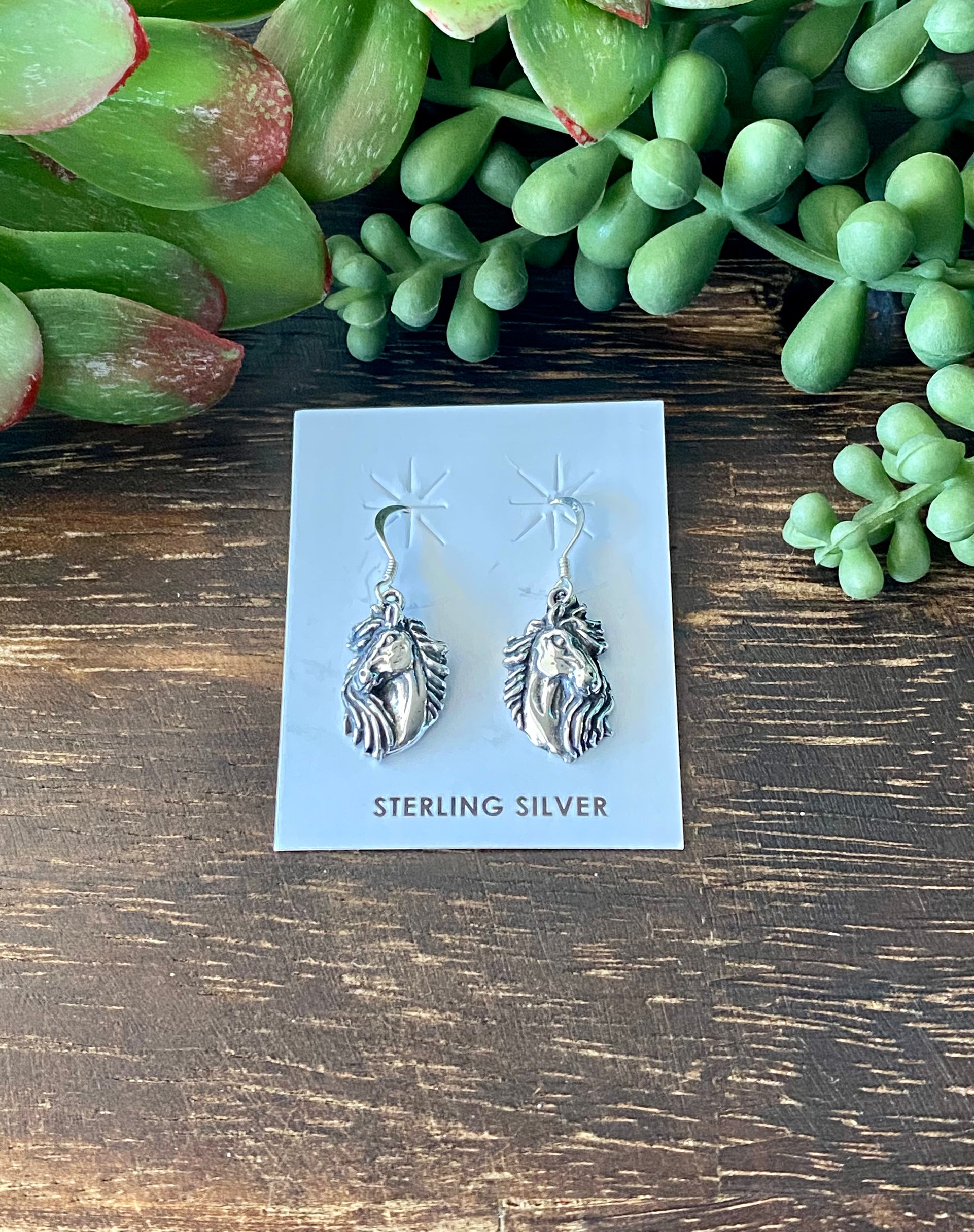 Southwest Handmade Sterling Silver Horse Dangle Earrings