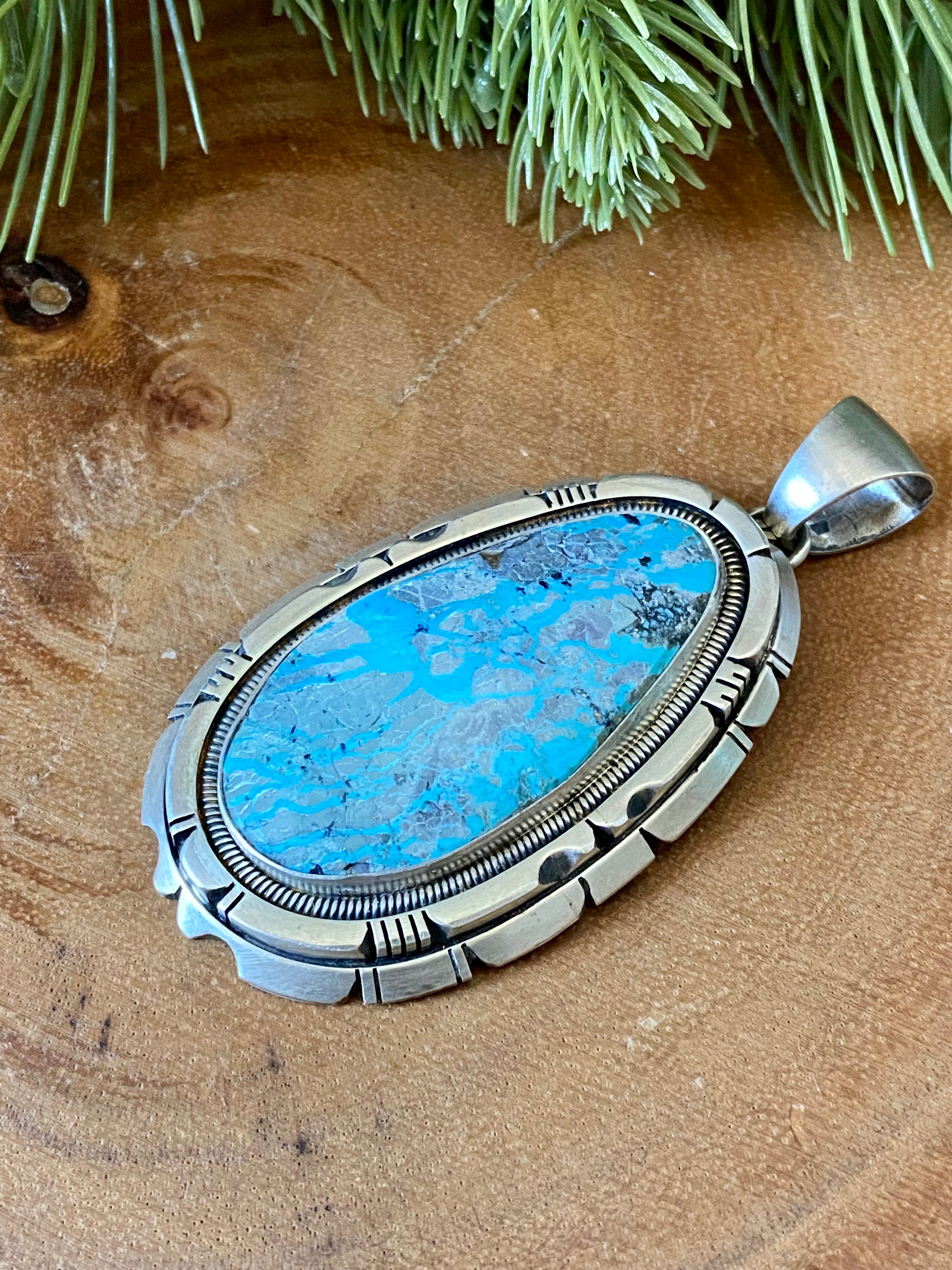 Wydell Billie Natural Blue Gem Boulder Turquoise & Sterling Silver Pendant