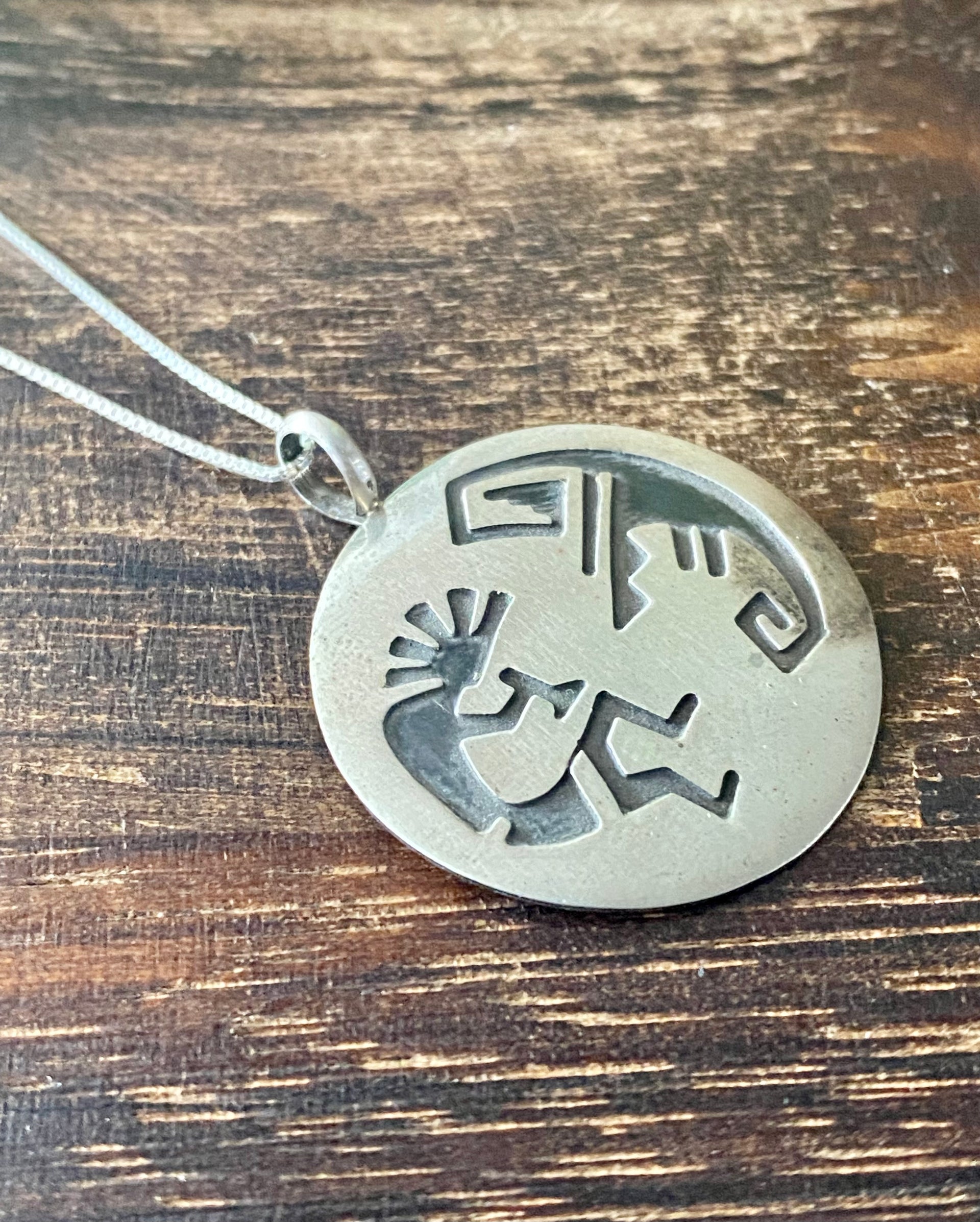 Stanley Gene Sterling Silver Overlay Kokopelli Pendant