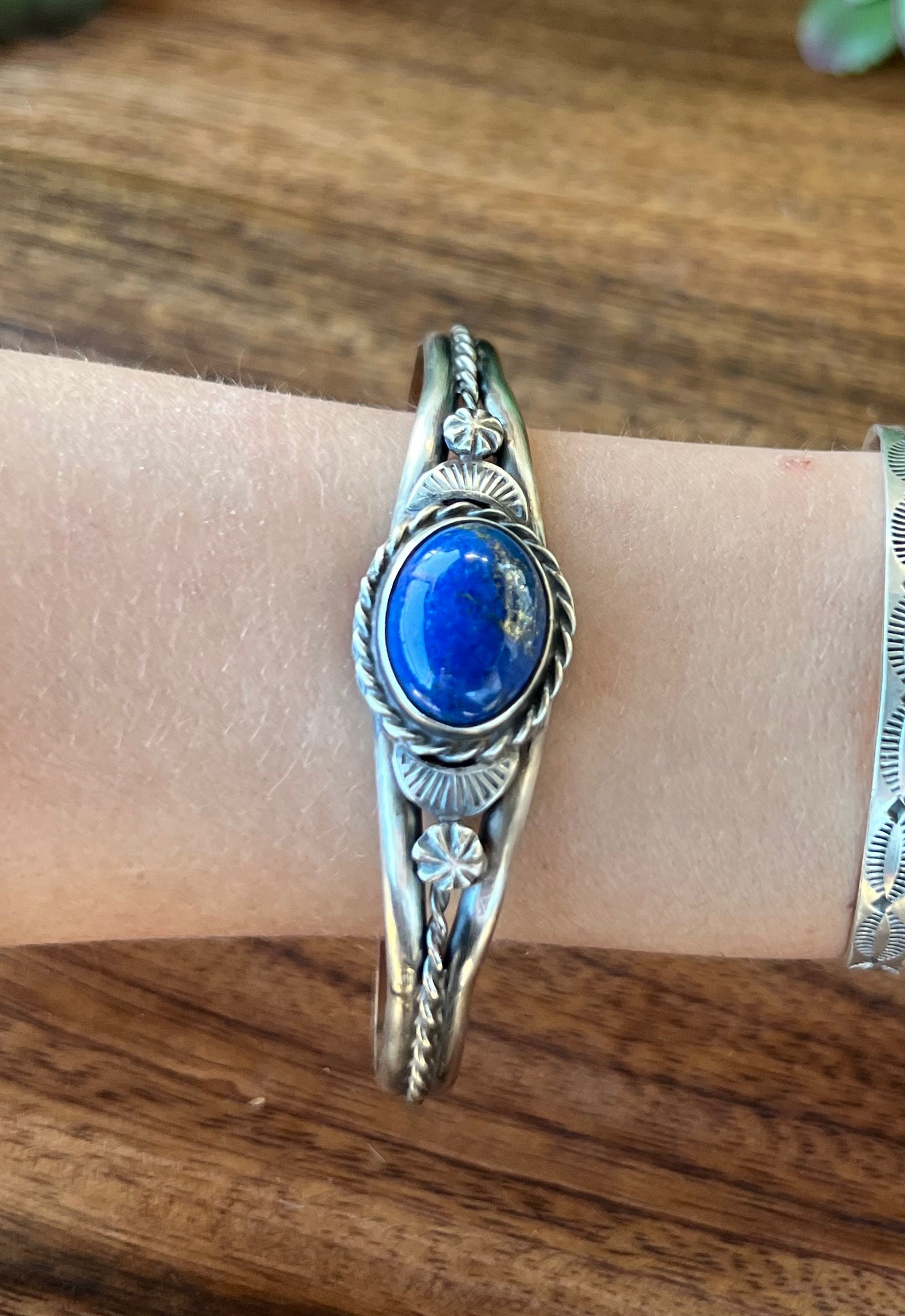 Betta Lee Lapis & Sterling Silver Cuff Bracelet