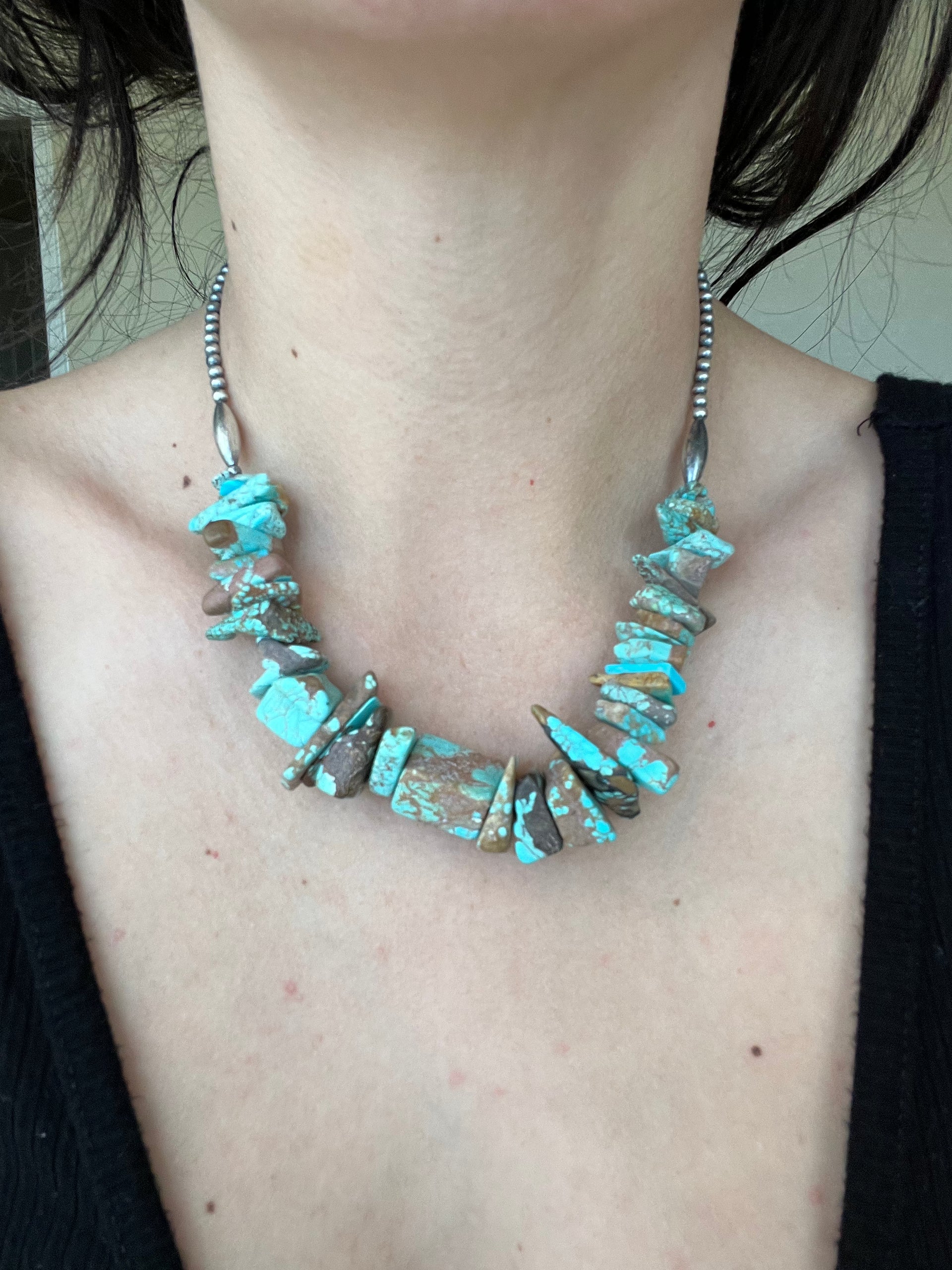 Navajo Made #8 Turquoise & Sterling Silver Necklace