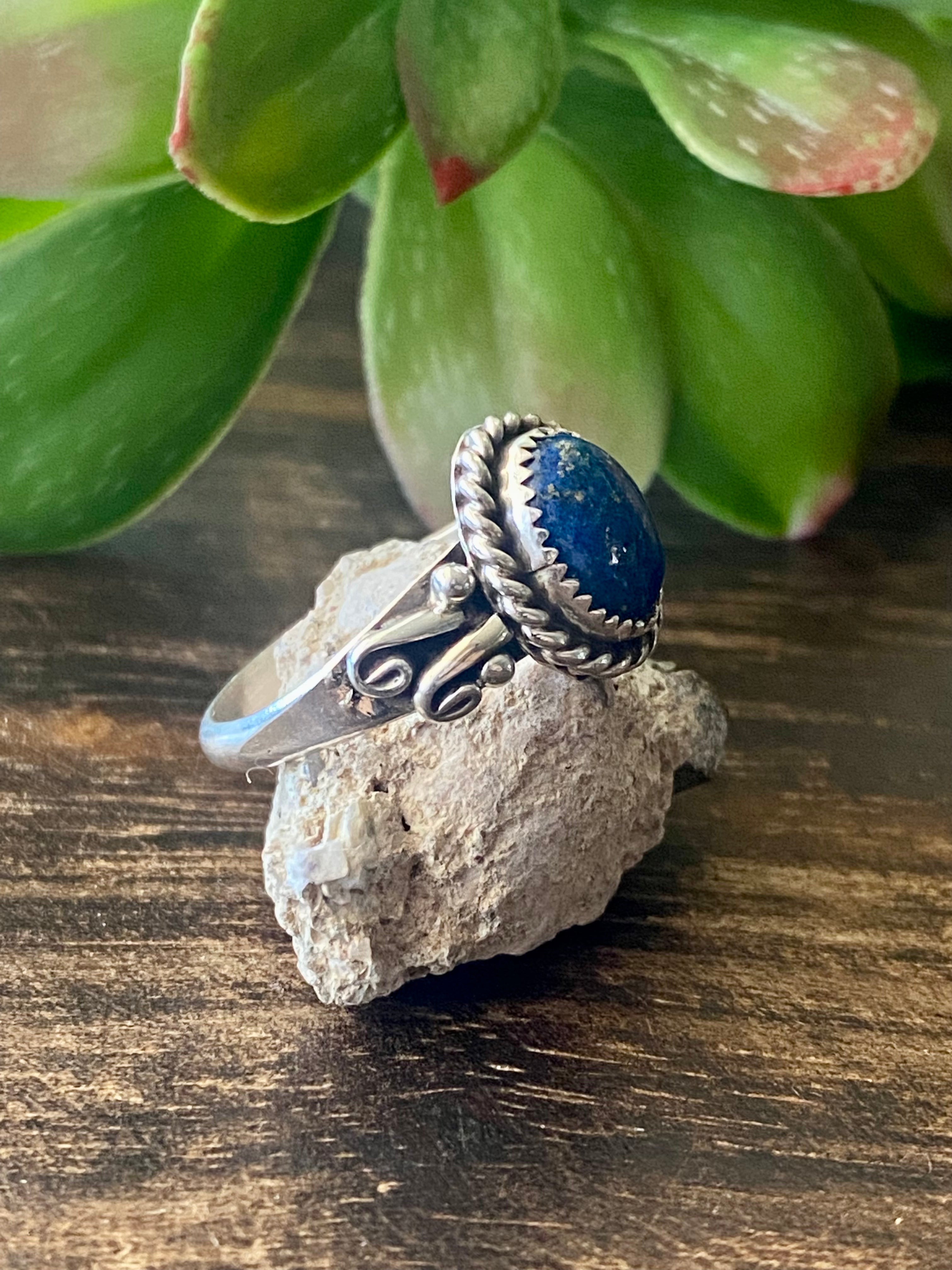 Navajo Made Lapis & Sterling Silver Ring