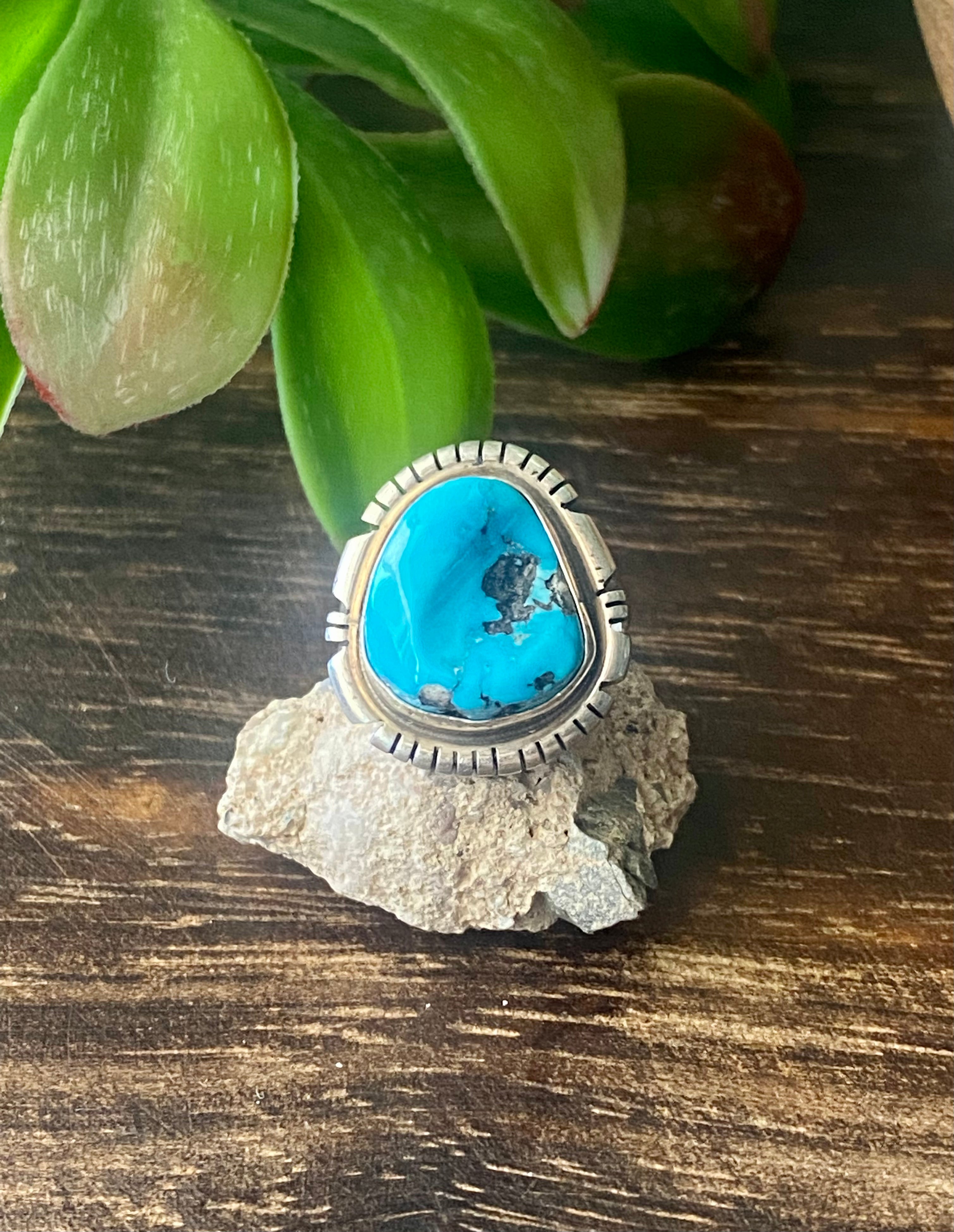 Eli Skeets Sleeping Beauty Turquoise & Sterling Silver Ring Size 5.75