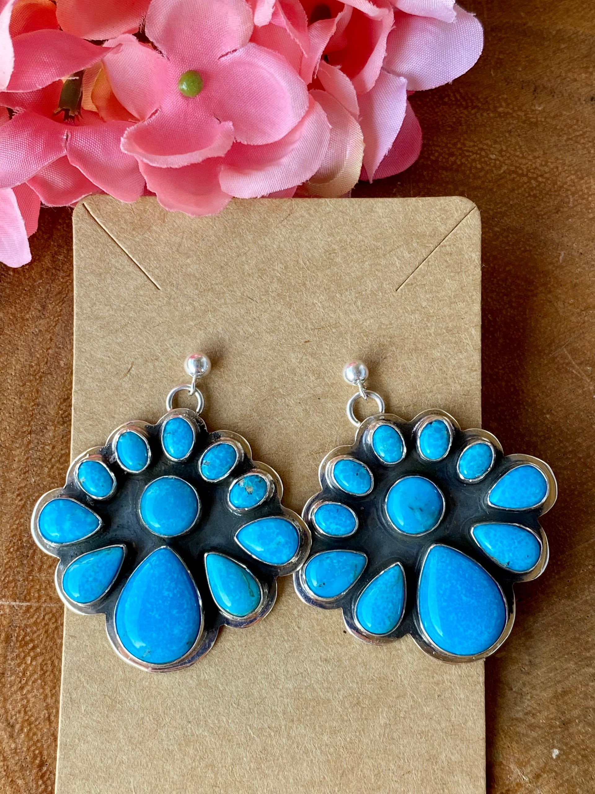 Garrison Boyd Kingman Turquoise & Sterling Silver Post Dangle Earrings
