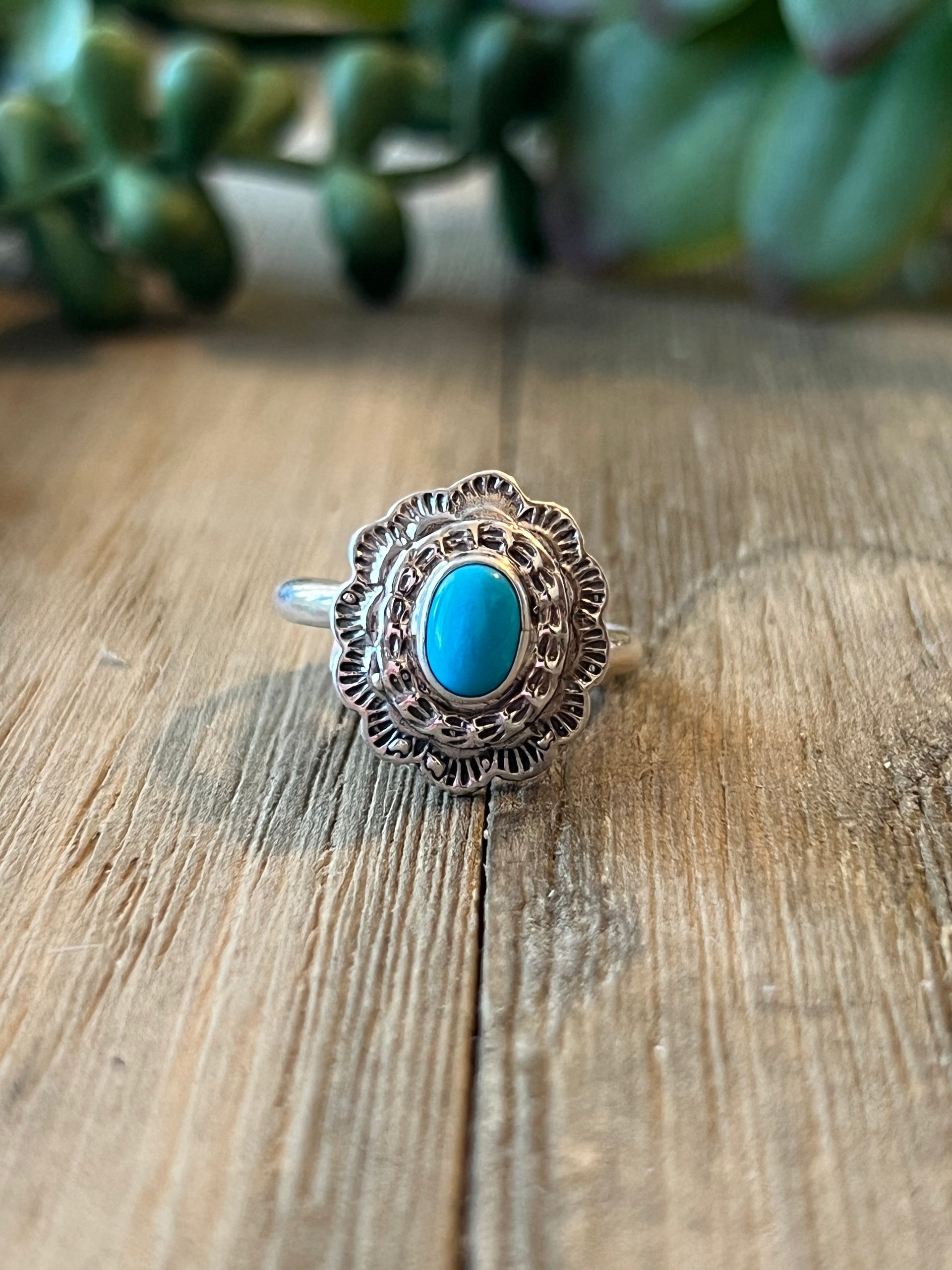 Larry Yazzie Sleeping Beauty & Sterling Silver Ring